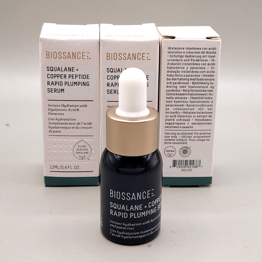 3 X BIOSSANCE SQUALANE + COPPER PEPTIDE RAPID PLUMPING SERUM NIB 0.4OZ/12ML*3 3 X BIOSSANCE SQUALANE + COPPER PEPTIDE RAPID PLUMPING SERUM NIB 0.4OZ/12ML*3
