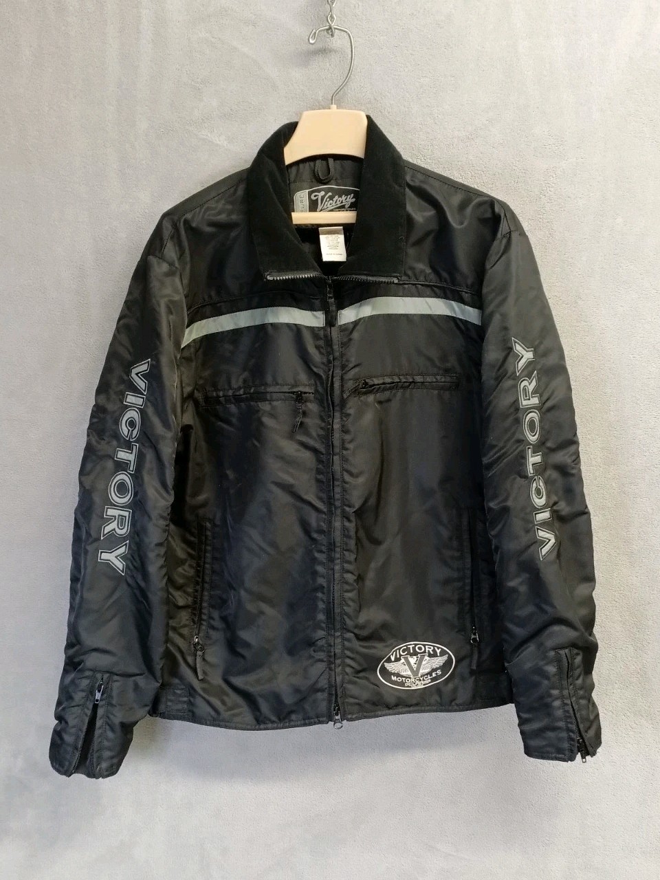 Victory Motorcycle Pure Jacket Men's Large Black Rain Pocket EUC