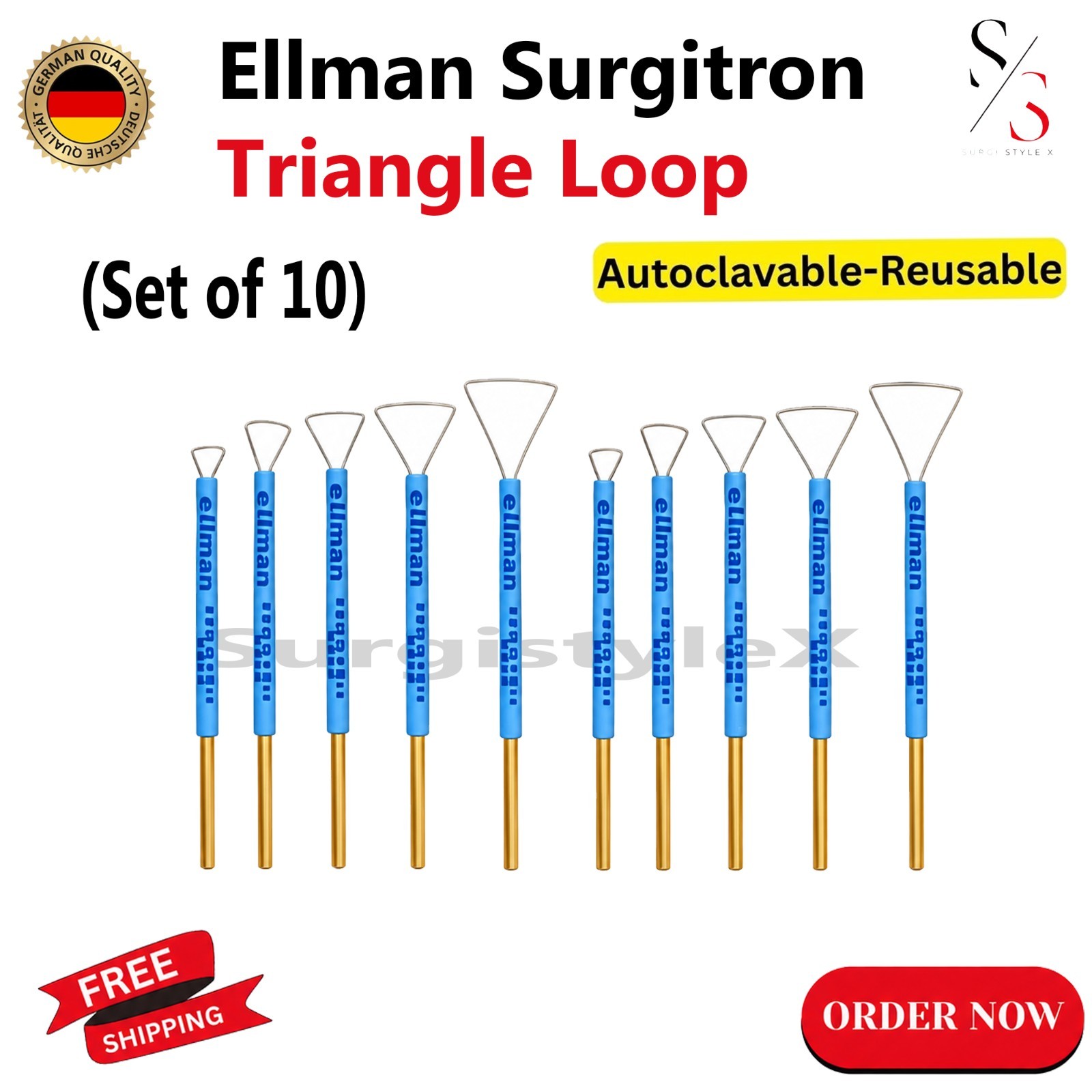 Ellman Surgitron Triangle Loop Electrode all sizes 10 Pcs Reusable-Tungsten Tip