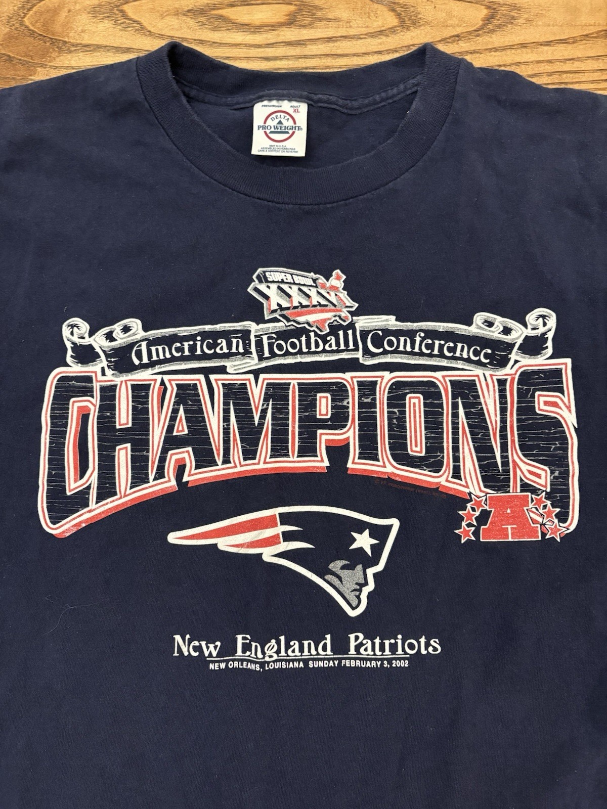Vintage 2002 New England Patriots AFC Champions NFL Superbowl XXXVI Shirt XL