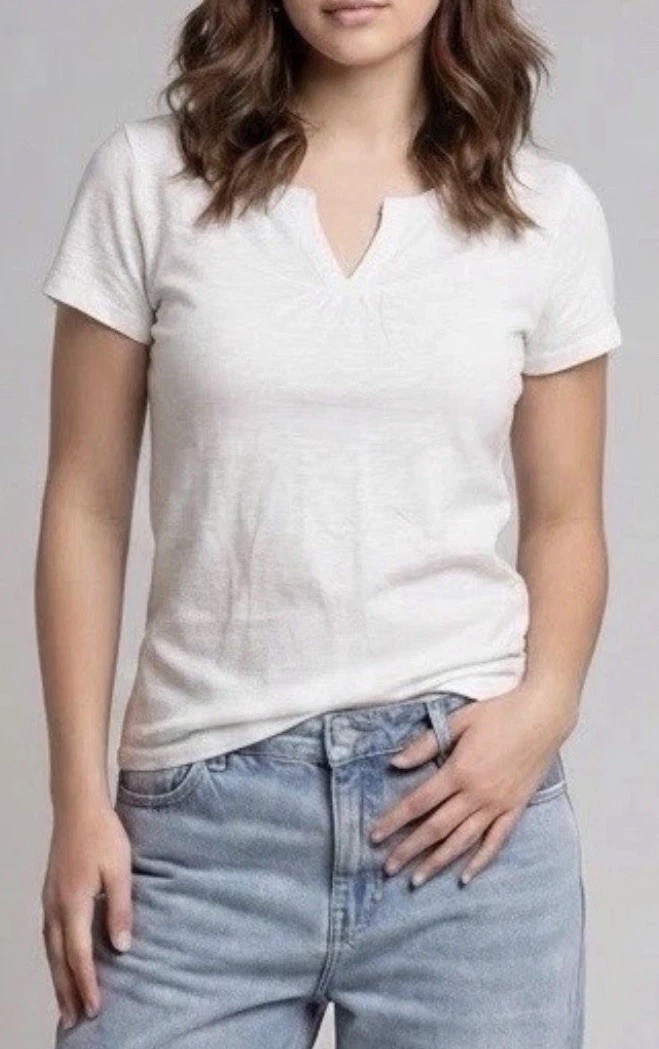 NWT Talbots Women’s Size PS White Cotton Round Neck Short Sleeve Pullover Tee