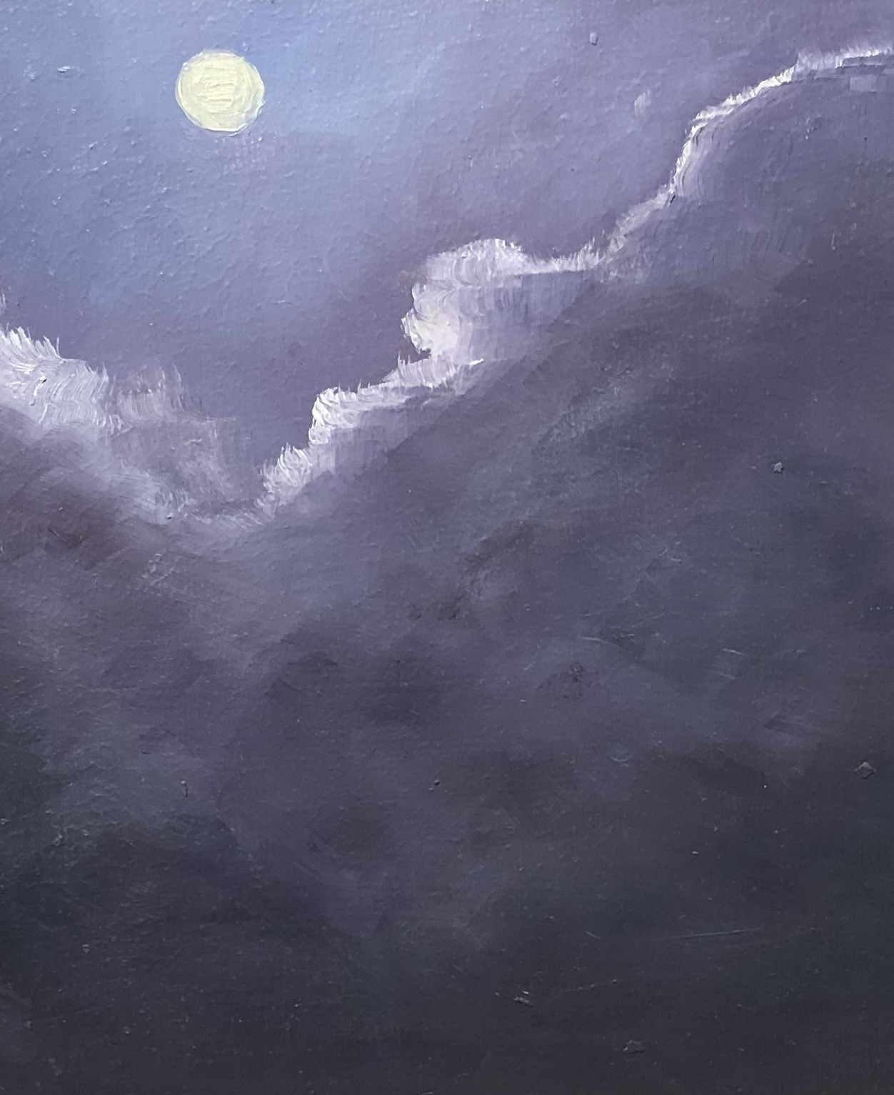 ACEO 2.5x3.5  Oil Painting PRINT Moonlit Clouds Pacific Northwest