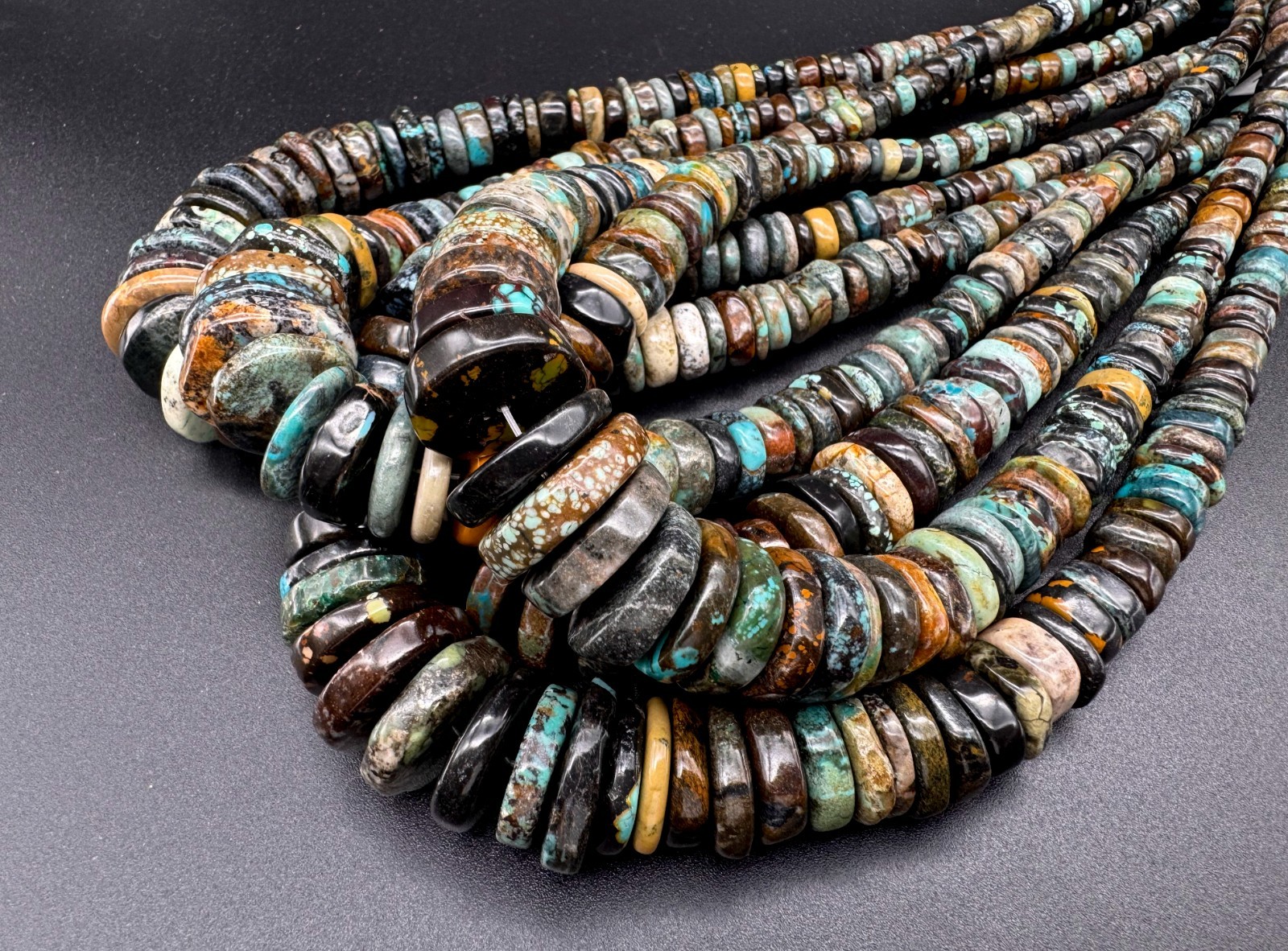 Natural Undyed Untreated Hubei Turquoise Graduated Rondelle Gemstone Beads PGS86