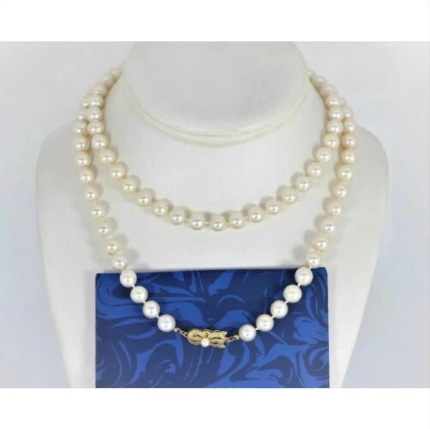 Elegant 20inch Huge 9-10mm south sea round white pearl necklace 925s