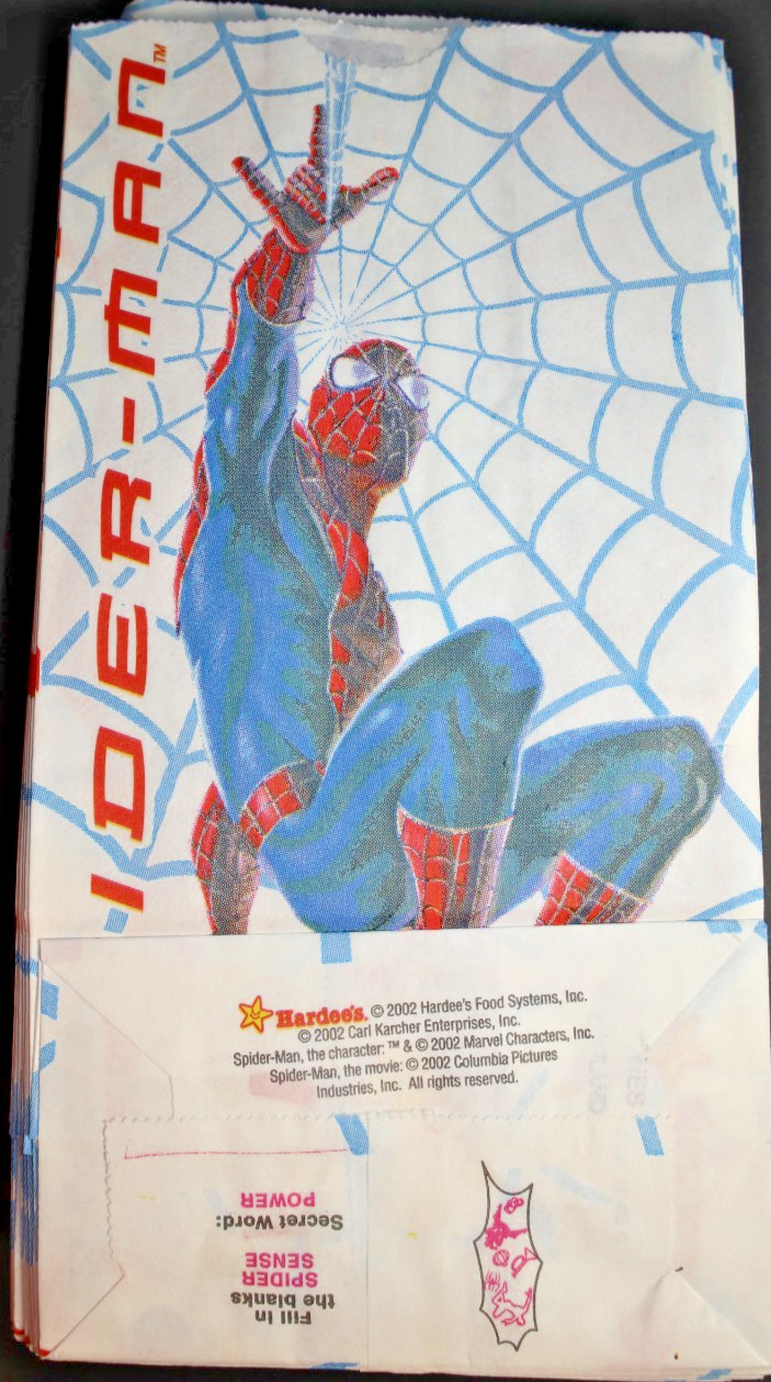 Vintage 2002 Hardee’s Spider-Man Movie Kids Meal Paper Bag Fast Food Promo