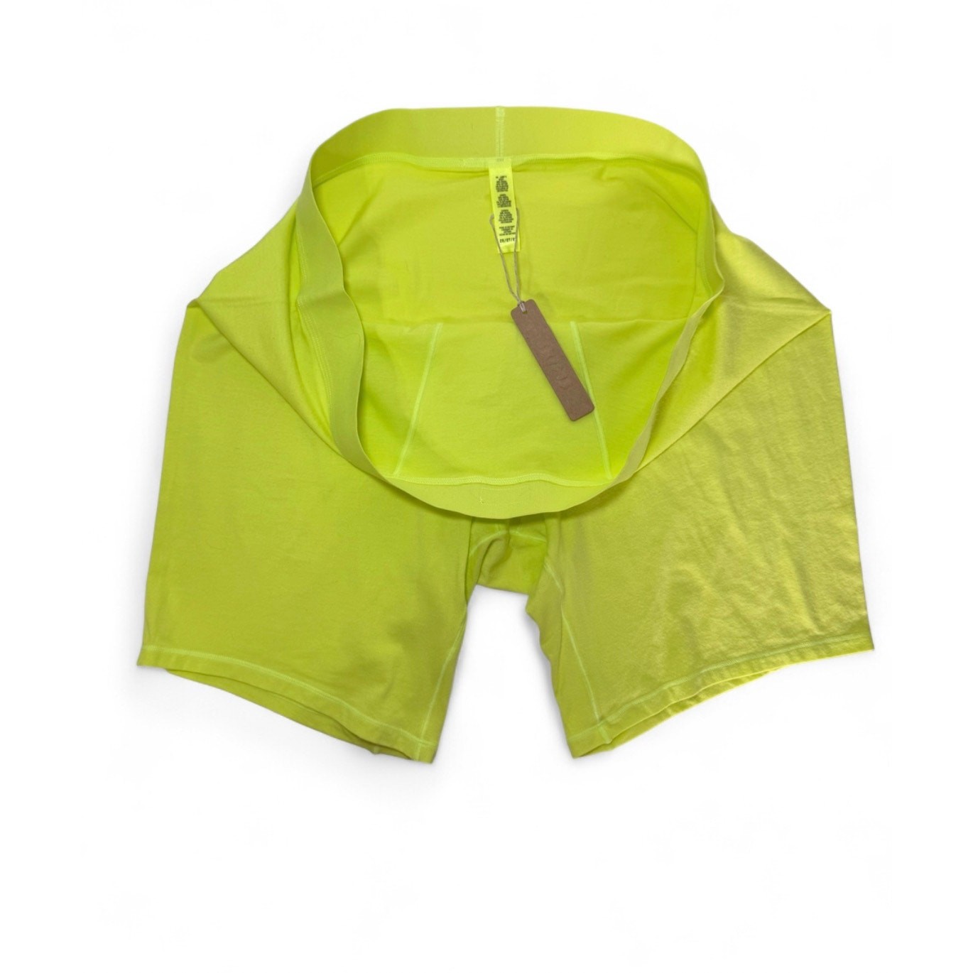 NWT SKIMS Boyfriend Boxer Shorts Neon Lime Yellow Lounge Sleep Unisex Size 2X
