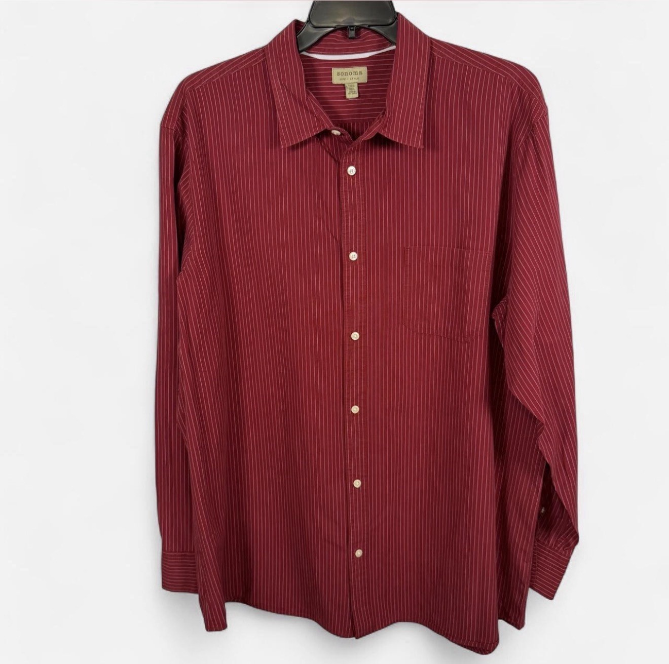 Sonoma Red Pinstripe Long-Sleeve Dress Shirt XXL 2205 Sonoma Red Pinstripe Long-Sleeve Dress Shirt XXL 2205