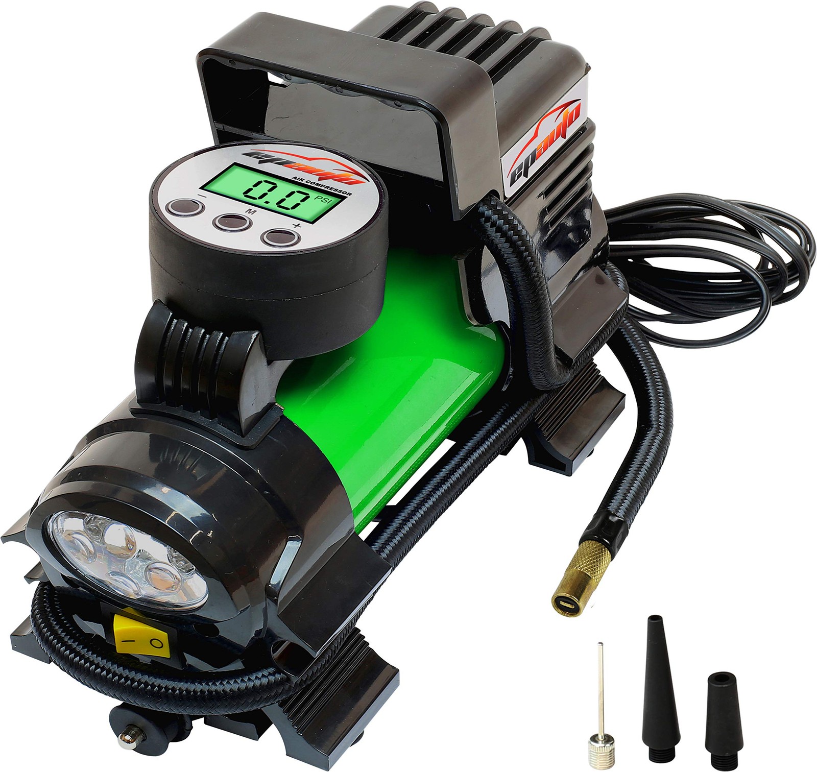 epauto 12V DC Portable Air Compressor Pump, Digital Tire Inflator 12V, Green epauto 12V DC Portable Air Compressor Pump, Digital Tire Inflator 12V, Green