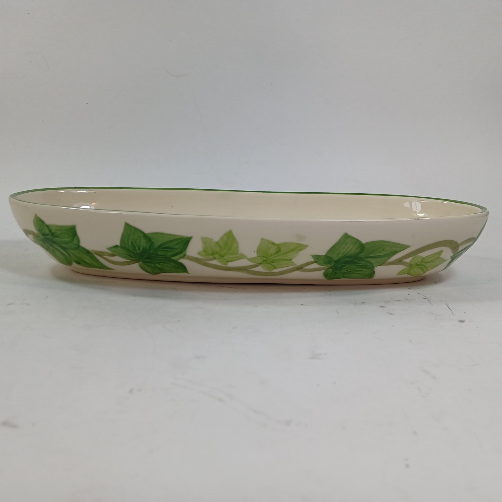 MCM Franciscan Ivy Relish Dish with Green Trim Made in USA 10-1/2\
