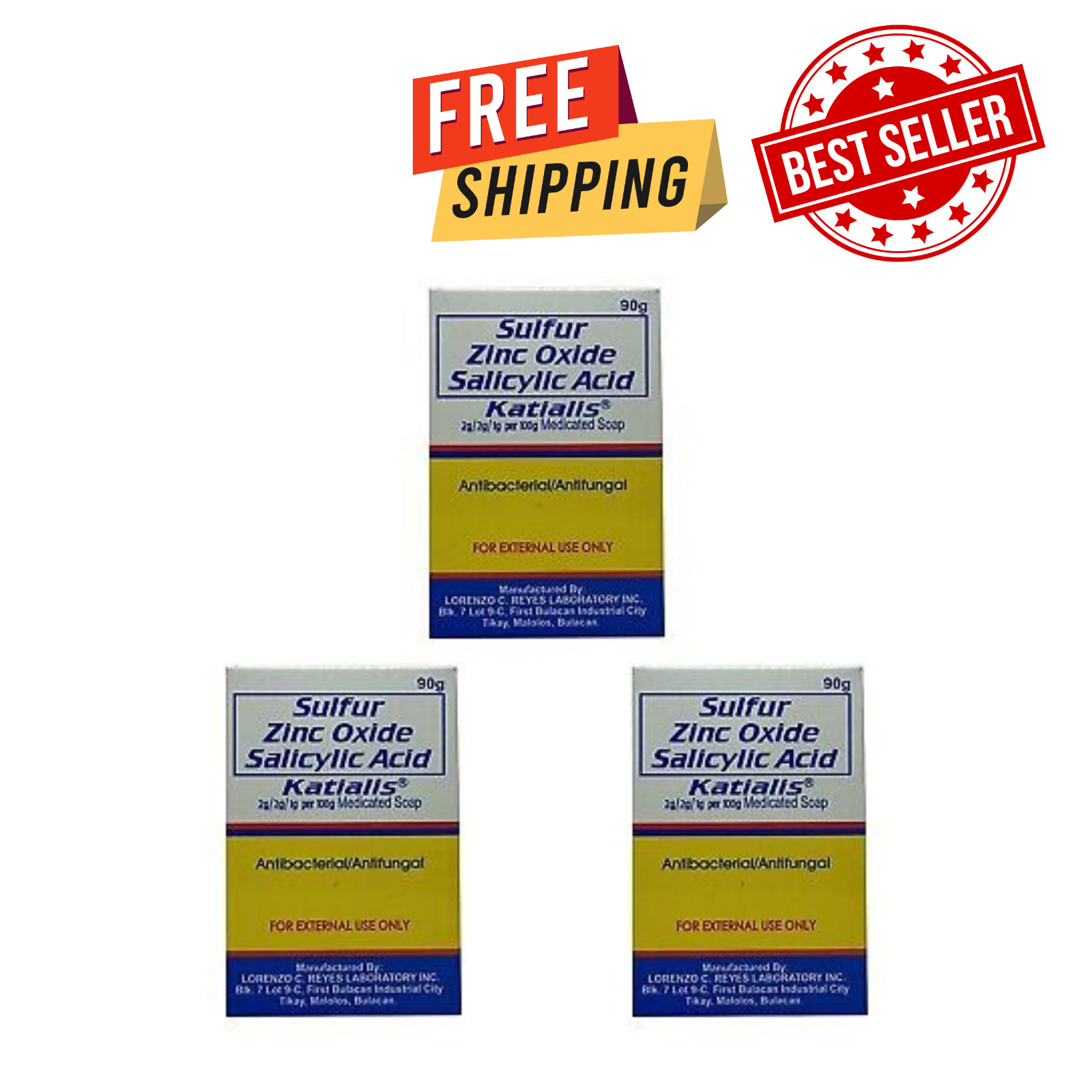KATIALIS SOAP - Pack of 3 - Sulfur Zinc Oxide Salicylic Acid KATIALIS SOAP - Pack of 3 - Sulfur Zinc Oxide Salicylic Acid