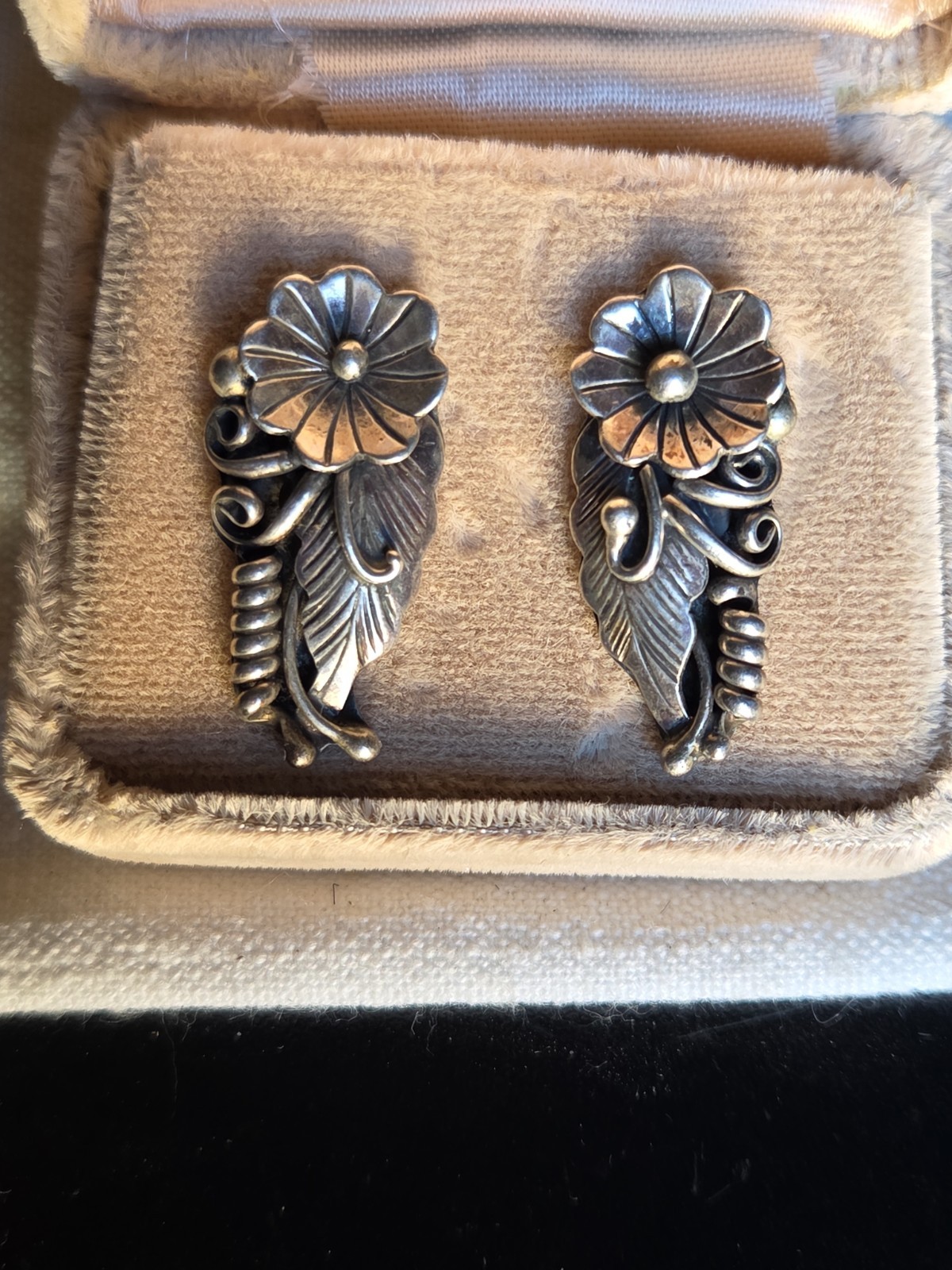 Vintage native american sterling airings signed By BJ Vintage native american sterling airings signed By BJ