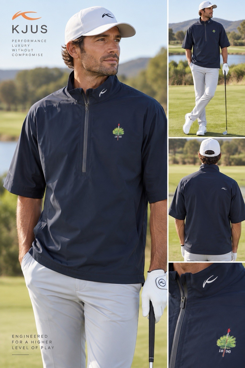 KJUS Men’s Dexter 2.5L Troyer Waterproof Windproof DWR Golf Shirt Men’s XL