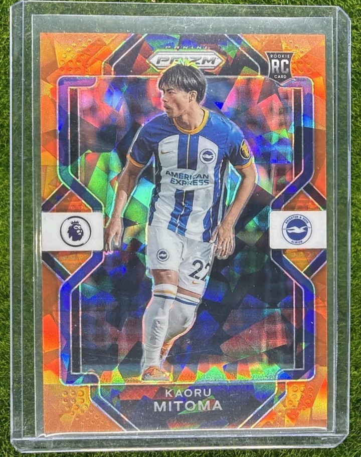 2022-23 Prizm Premier League #230 Kaoru Mitoma RC  Orange Cracked Ice #/23  MINT