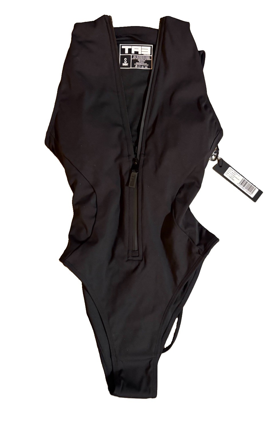 TA3 Swim Sleeveless Hi Cut Surfy One Piece Swimsuit Black Size S-Short NWT TA3 Swim Sleeveless Hi Cut Surfy One Piece Swimsuit Black Size S-Short NWT