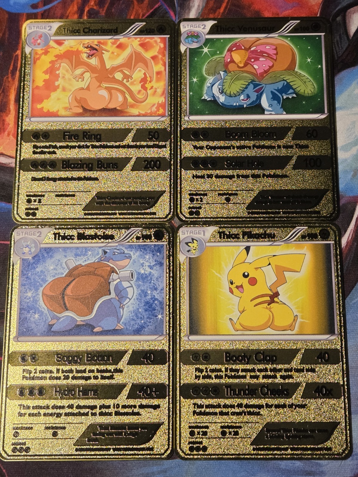Thicc Charizard Pikachu Venusaur & Blastoise Collectible Metal Card Display Only Thicc Charizard Pikachu Venusaur & Blastoise Collectible Metal Card Display Only