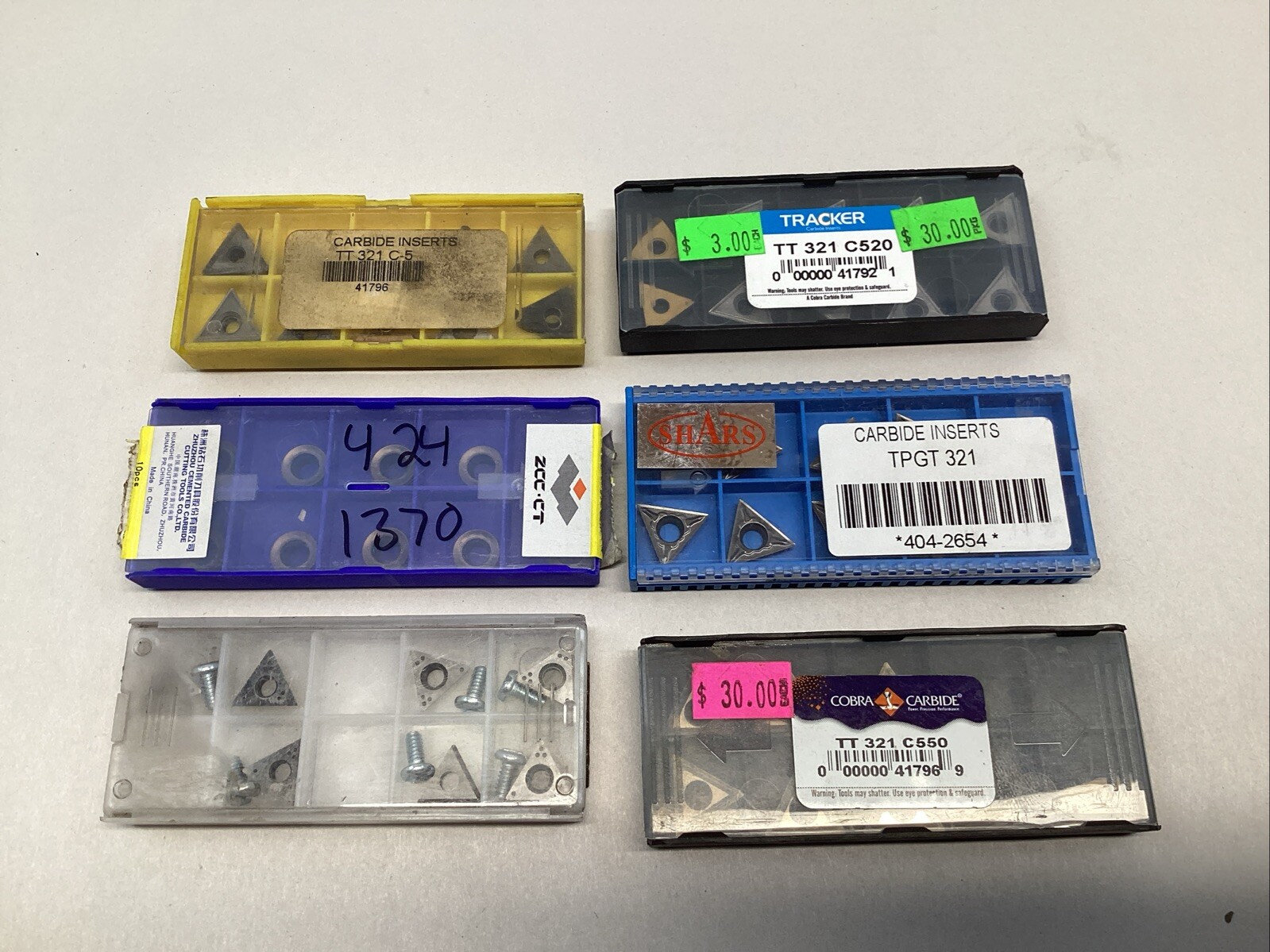 CARBIDE INSERTS LOT 321 SHARS COBRA CARBIDE ZCC CT TRACKER 51 Total