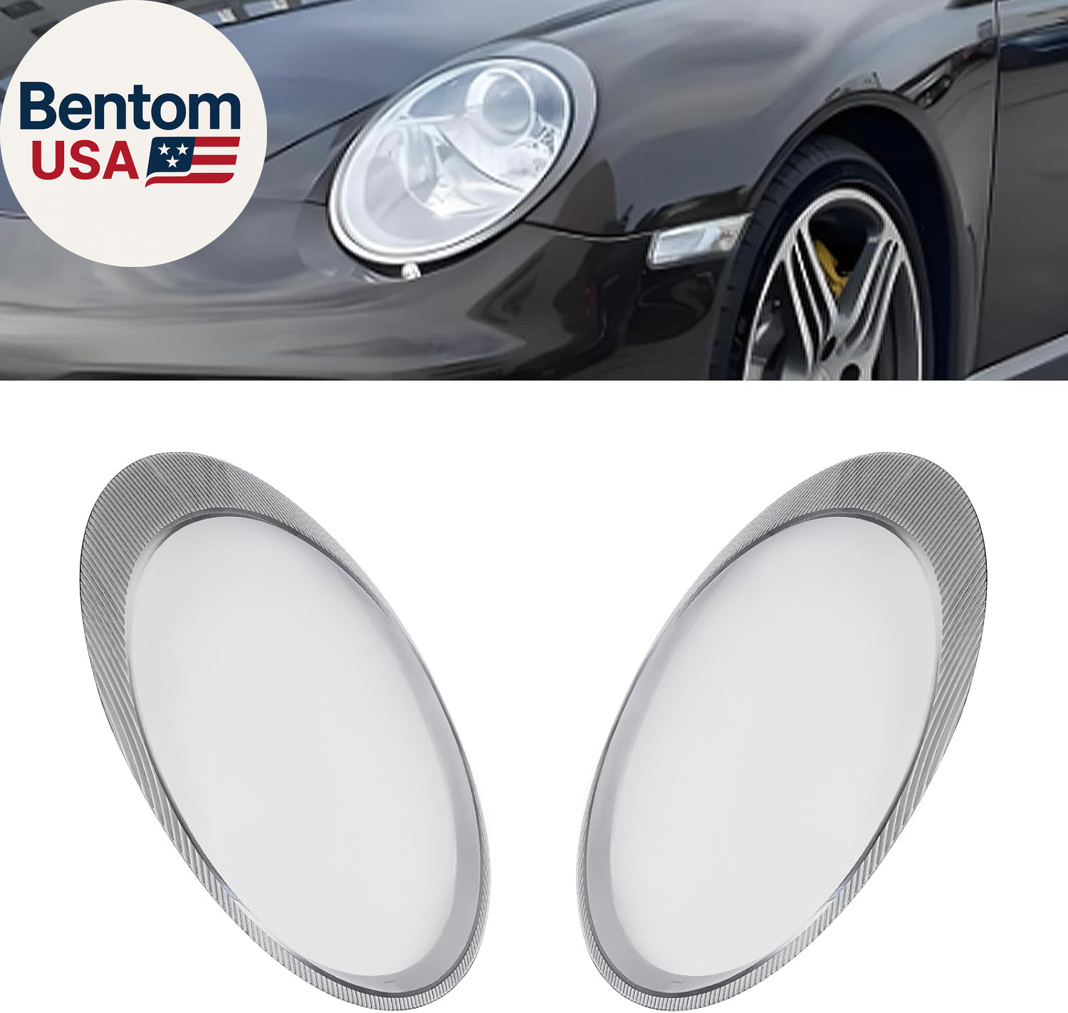 1 Pair Front Headlights Headlamps Lens Covers for 2006-2012 Porsche Carrera 997