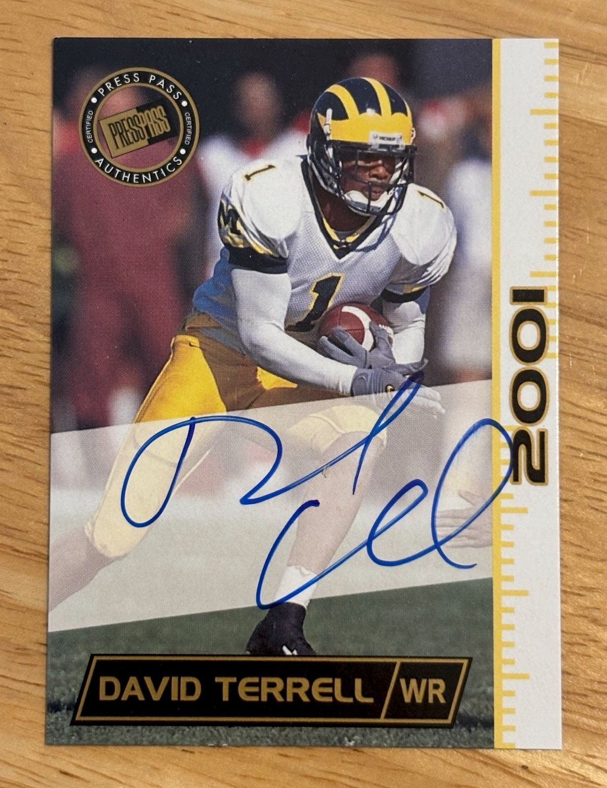 2001 Press Pass David Terrell Certified On Card Auto Michigan Wolverines U of M 2001 Press Pass David Terrell Certified On Card Auto Michigan Wolverines U of M