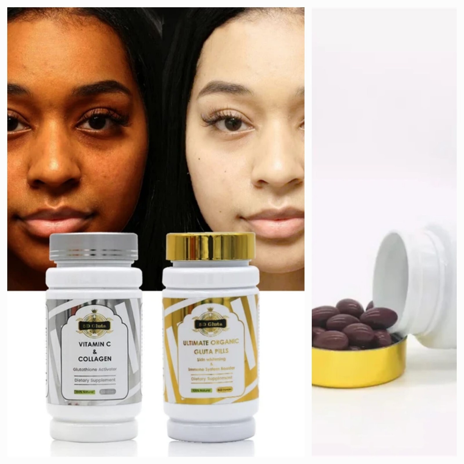GLUTATHIONE & VITAMIN C COLLAGEN SUPER WHITENING CAPSULES x 4 Boxes GLUTATHIONE & VITAMIN C COLLAGEN SUPER WHITENING CAPSULES x 4 Boxes
