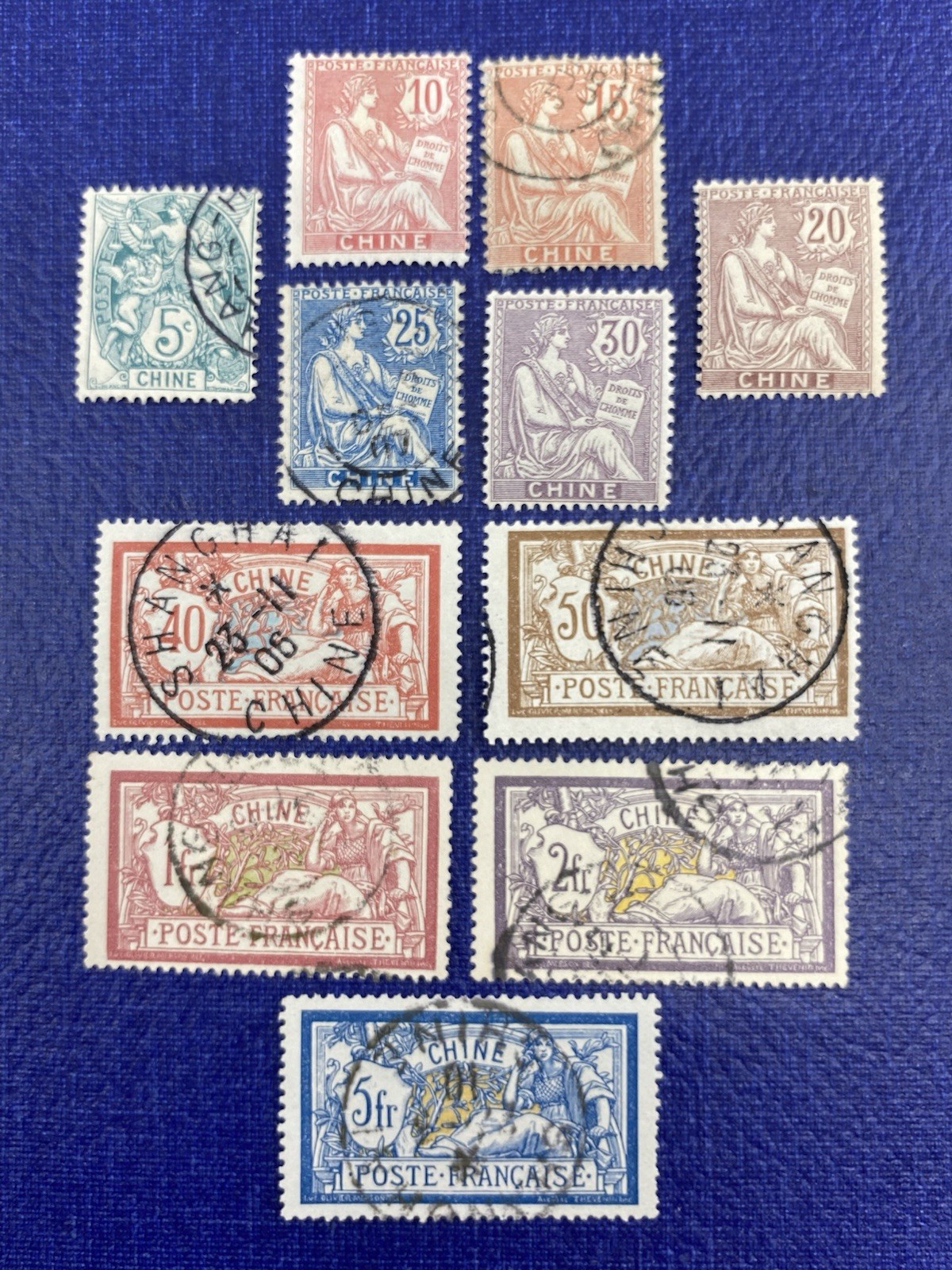 French Post Offices in China, 1902-1903, SC# 34-44 full set, Mint + gum & used.