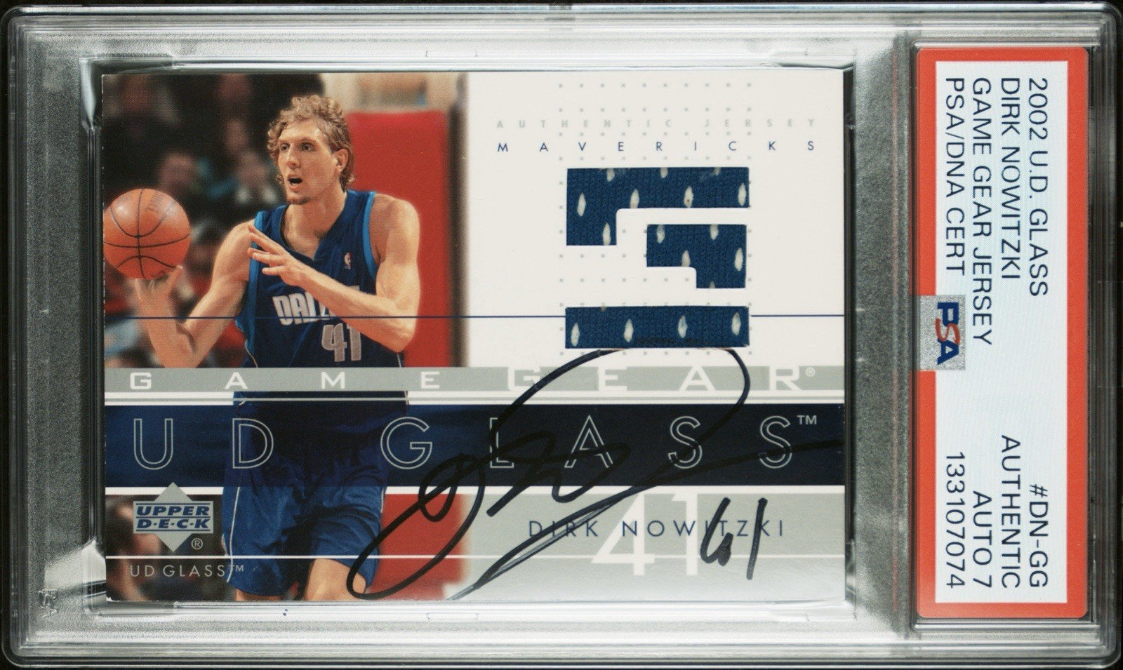 2002 UD UPPER DECK GLASS DIRK NOWITZKI GAME GEAR JERSEY SIGNED PSA AUTO 7 2002 UD UPPER DECK GLASS DIRK NOWITZKI GAME GEAR JERSEY SIGNED PSA AUTO 7