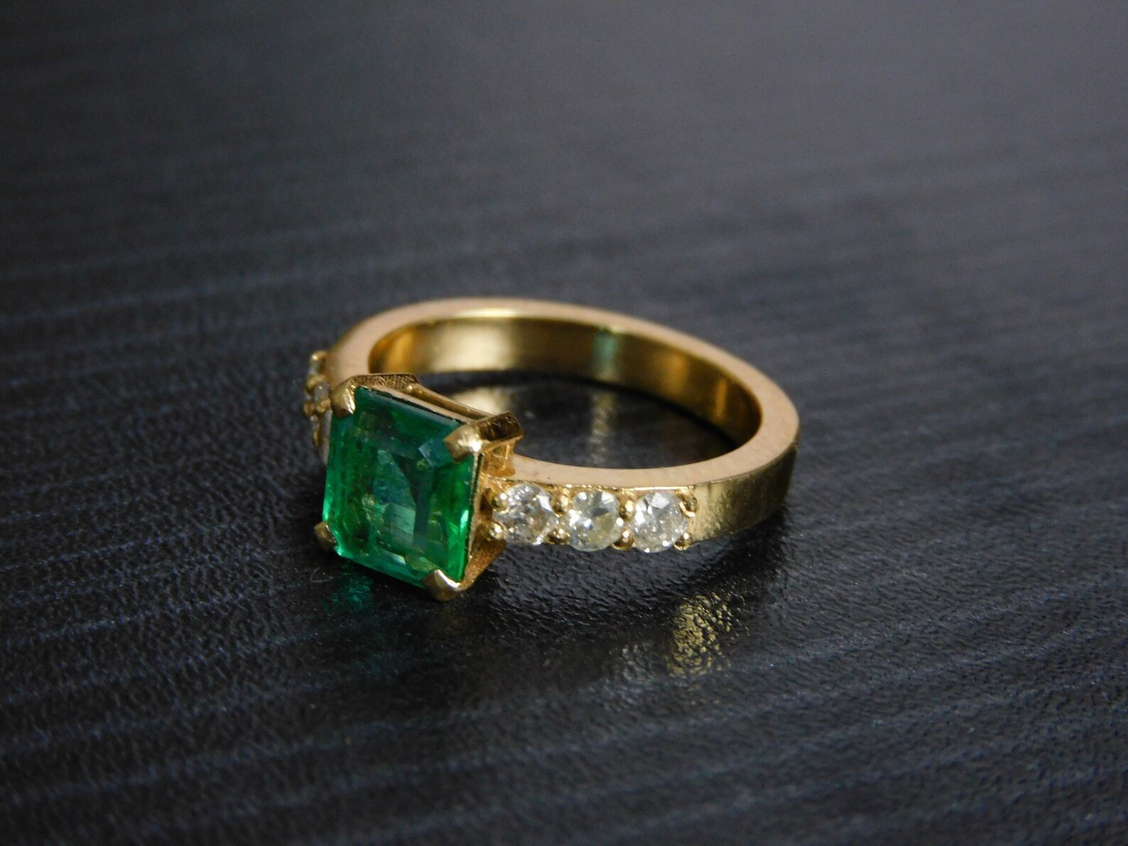 2.44 Ct Princess Cut Natural Emerald Diamond Wedding Ring 14K Yellow Gold Size 7