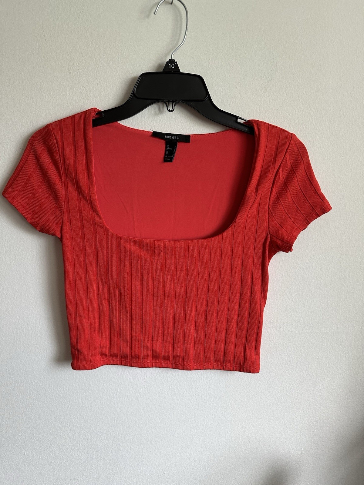 Forever 21 cropped rib knit tee red square neck medium Lined Forever 21 cropped rib knit tee red square neck medium Lined