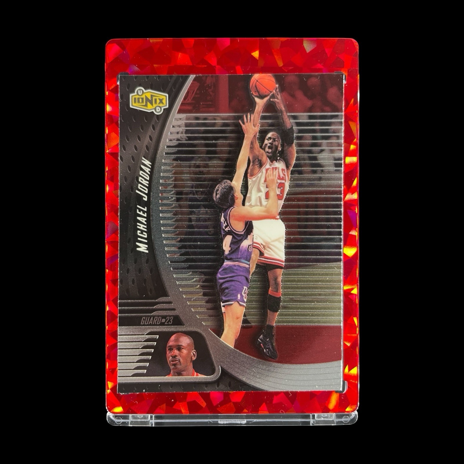 MICHAEL JORDAN SILVER METAL FOIL ION CARD 1998-99 Upper Deck Ionix #6 - Bulls