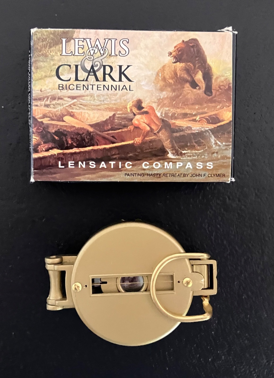 RARE Lewis & Clark Brunton Liquid Filled Lensatic Compass w/Sunbelt OIP