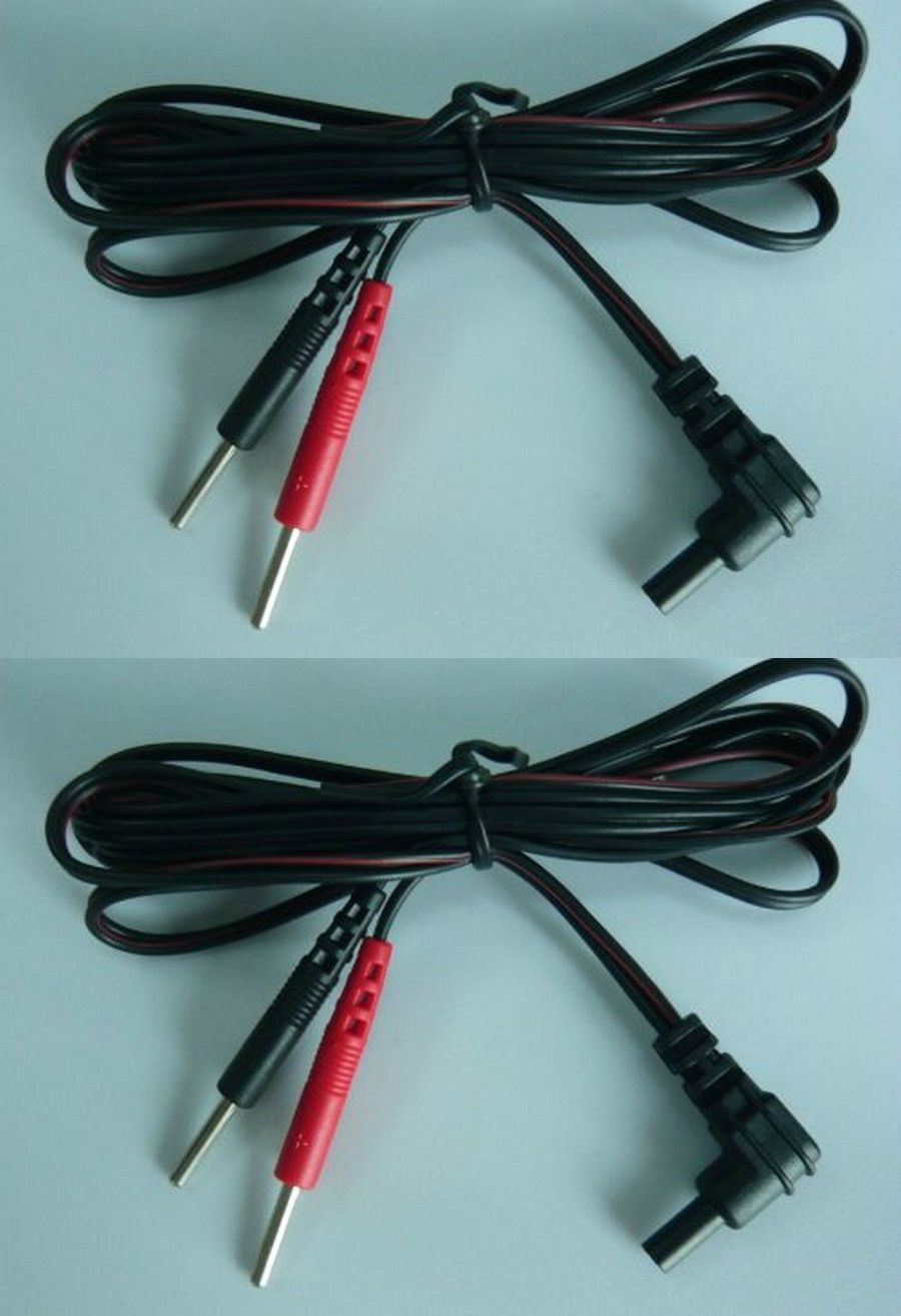 2 TENS Unit Lead Wires FITS COMPATIBLE w/ iReliev ET-1313 and ET-7070 EMS TENS