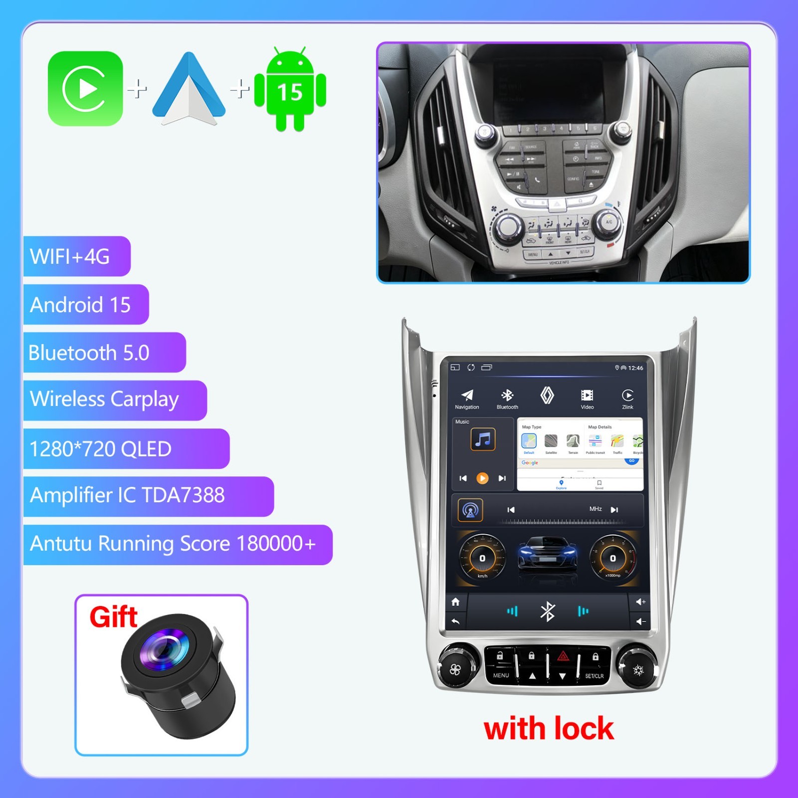 Fits Chevrolet Equinox 2010-2017 Car Radio GPS Player Stereo Android CarPlay USB