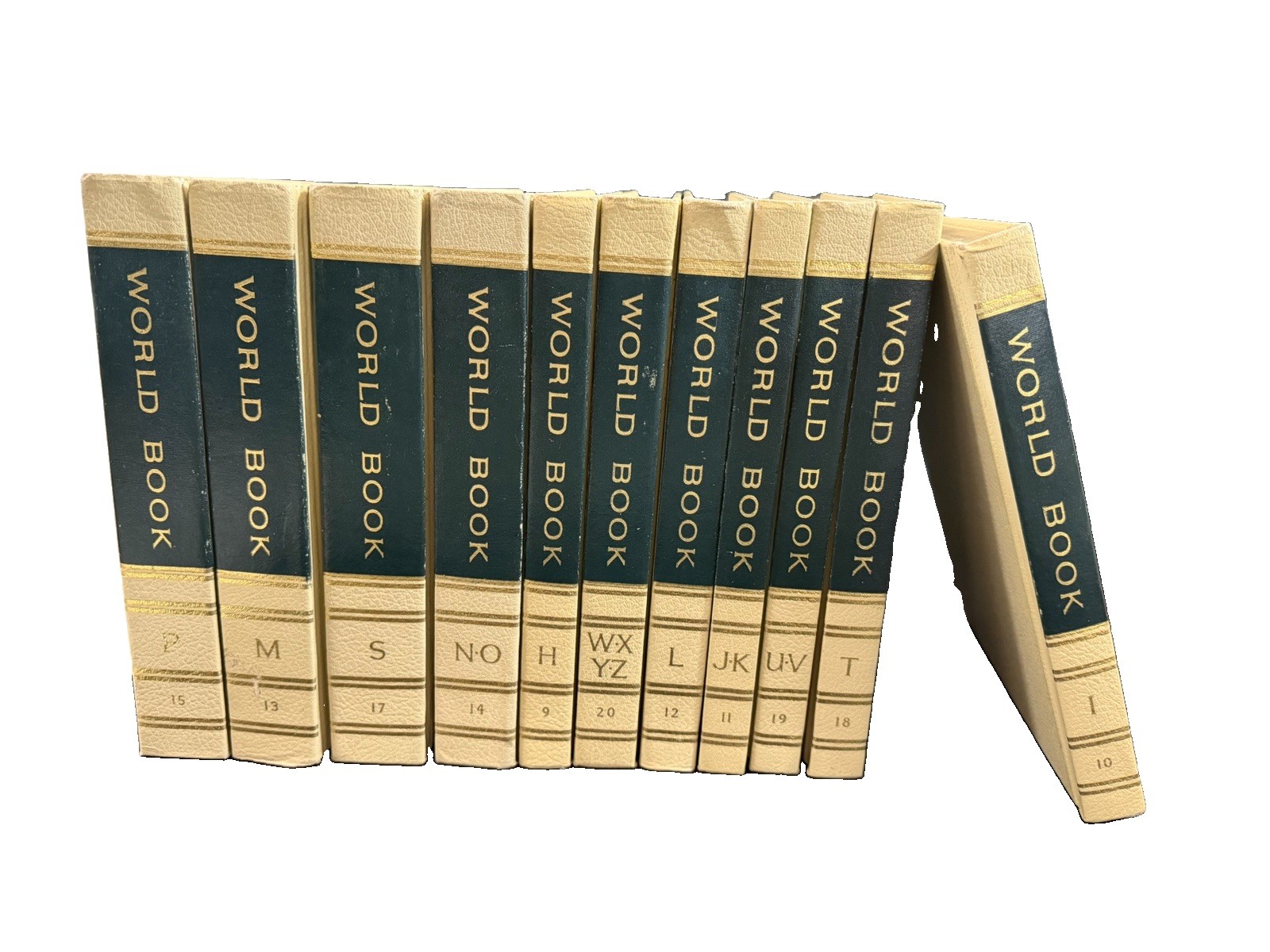 Lot 11 Vintage 1970 World Book Encyclopedia Hardcover Cream Gold Decor Books