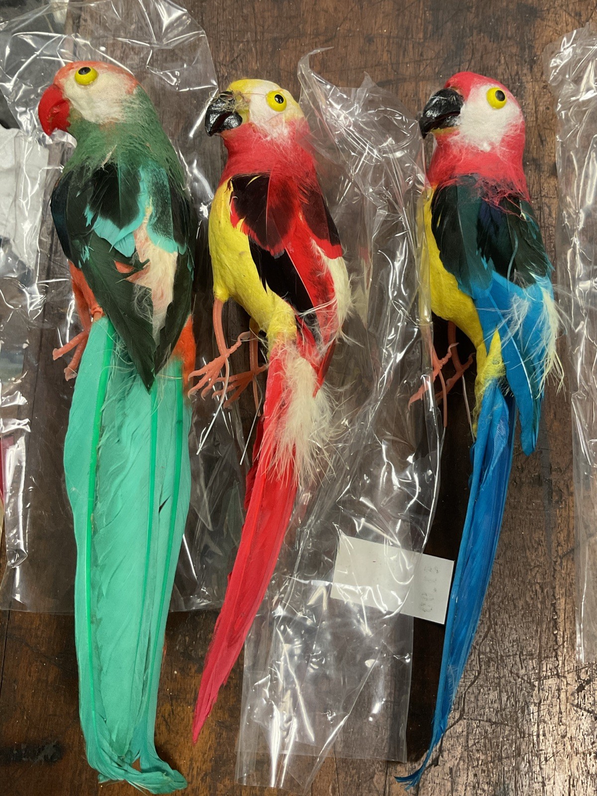 3 Vintage 9” Feathered Birds Hong Kong Lot Parrot Parakeet Decorative Faux Bird 3 Vintage 9” Feathered Birds Hong Kong Lot Parrot Parakeet Decorative Faux Bird