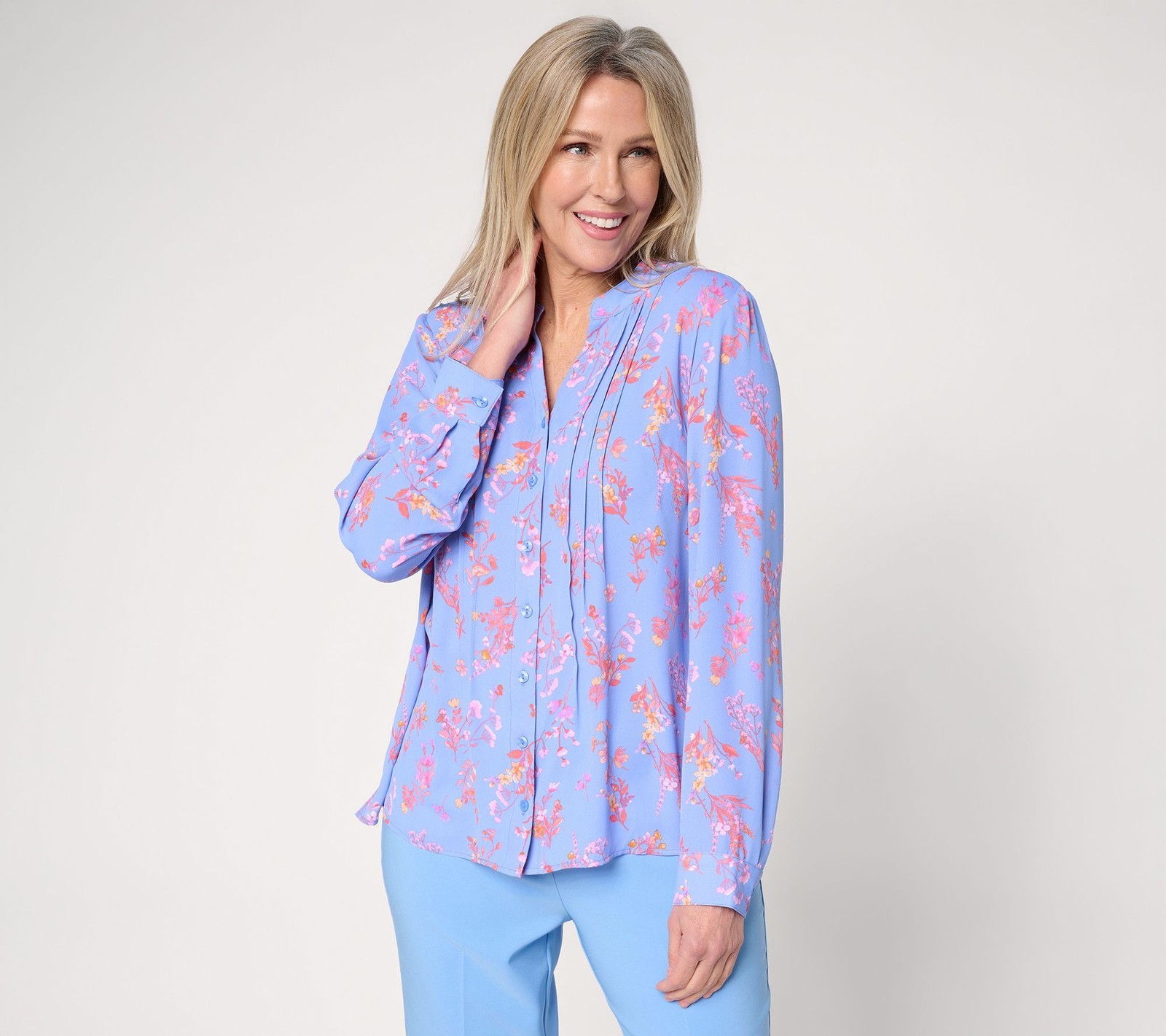 Liberare Women\'s Top Sz L Make Your Selection: Joan Rivers Pintuck Blue A723840
