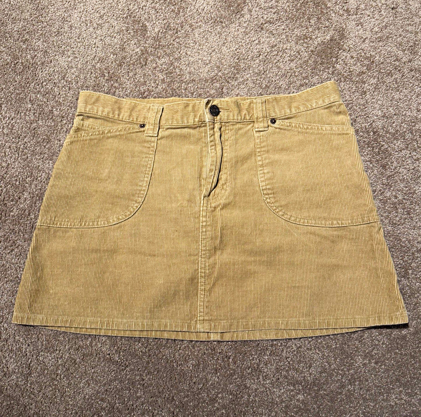Abercrombie & Fitch Women’s Beige Corduroy Mini Skirt Size 4 Cotton Button
