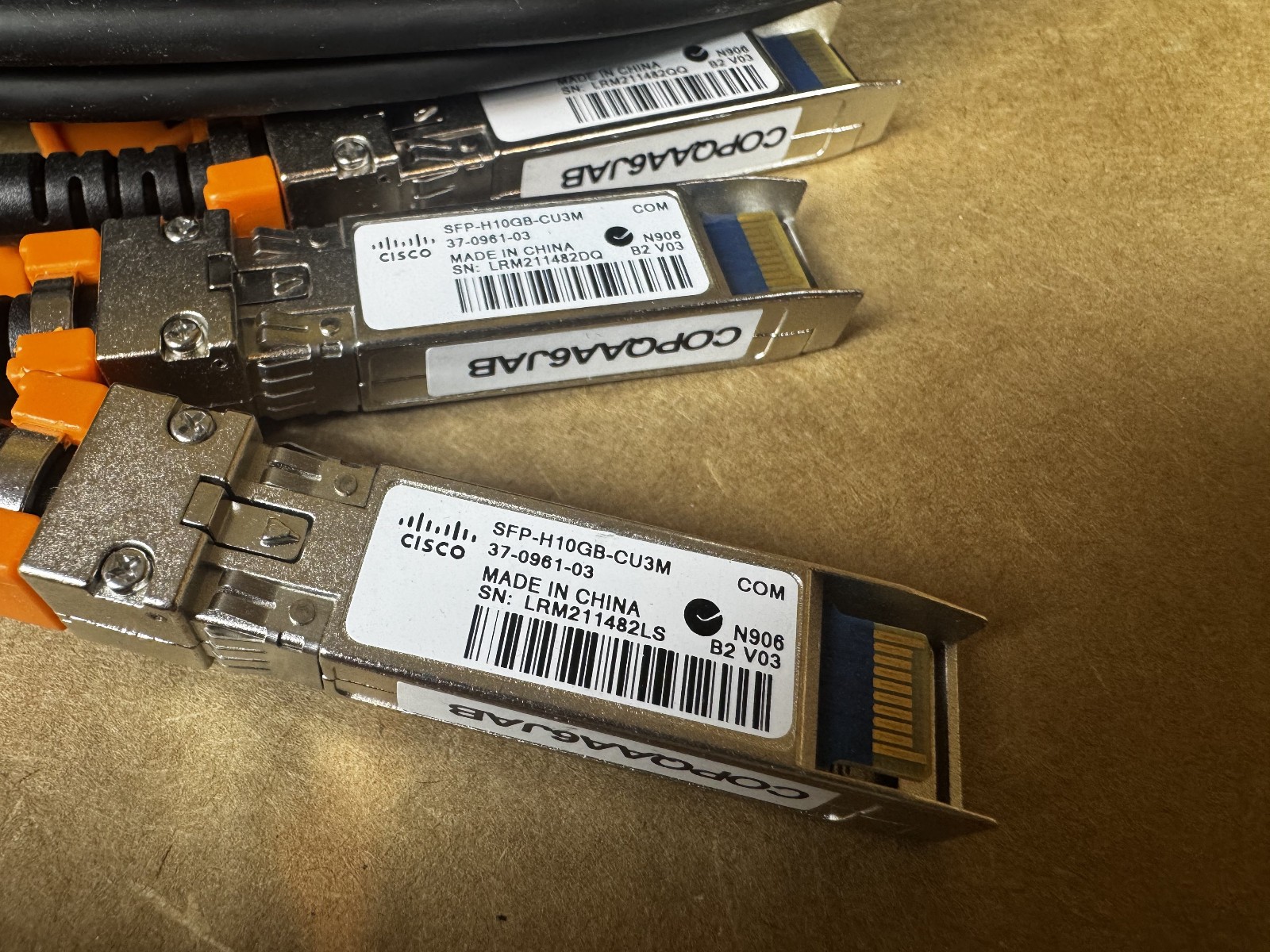 Cisco Genuine Original SFP-H10GB-CU3M 3M Twinax 10GBASE-CU SFP+ Cable Cisco Genuine Original SFP-H10GB-CU3M 3M Twinax 10GBASE-CU SFP+ Cable