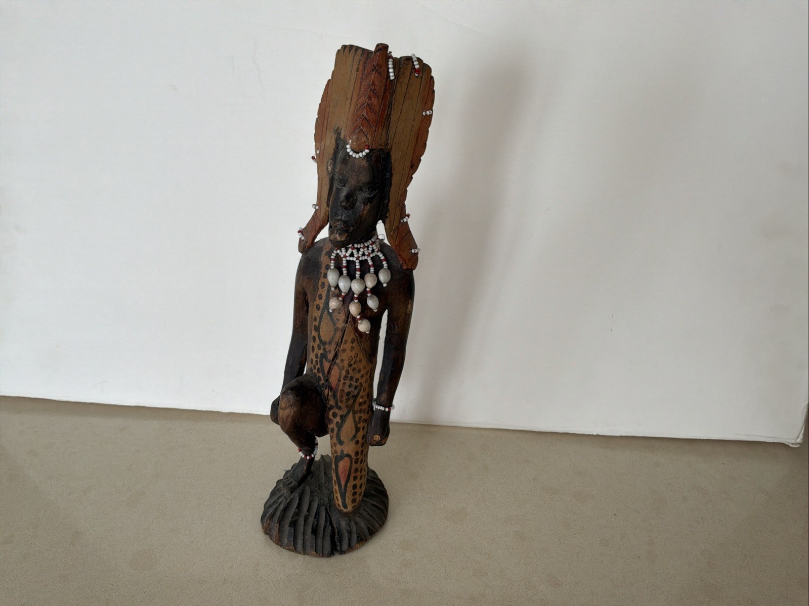Vintage African Maasai Warrior Figure Carved In Wood.