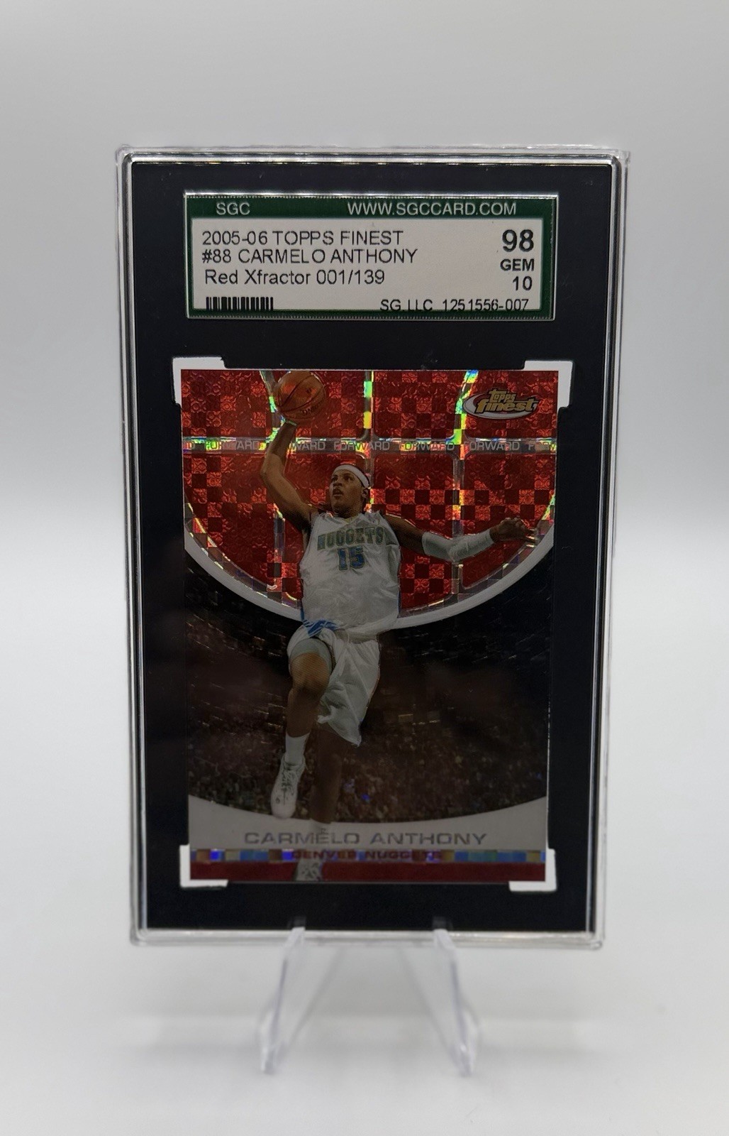 2005-06 Topps Finest Carmelo Anthony #88 X-Fractor /139 first of print gem 10 2005-06 Topps Finest Carmelo Anthony #88 X-Fractor /139 first of print gem 10