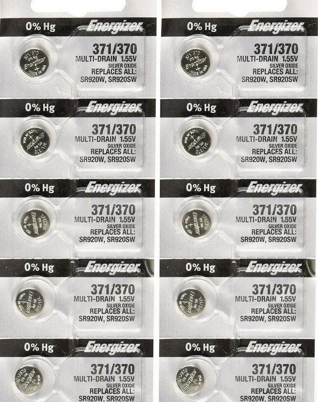 Ten (10) Energizer 371/ 370 SR920/W/SW Silver Oxide Watch Battery**