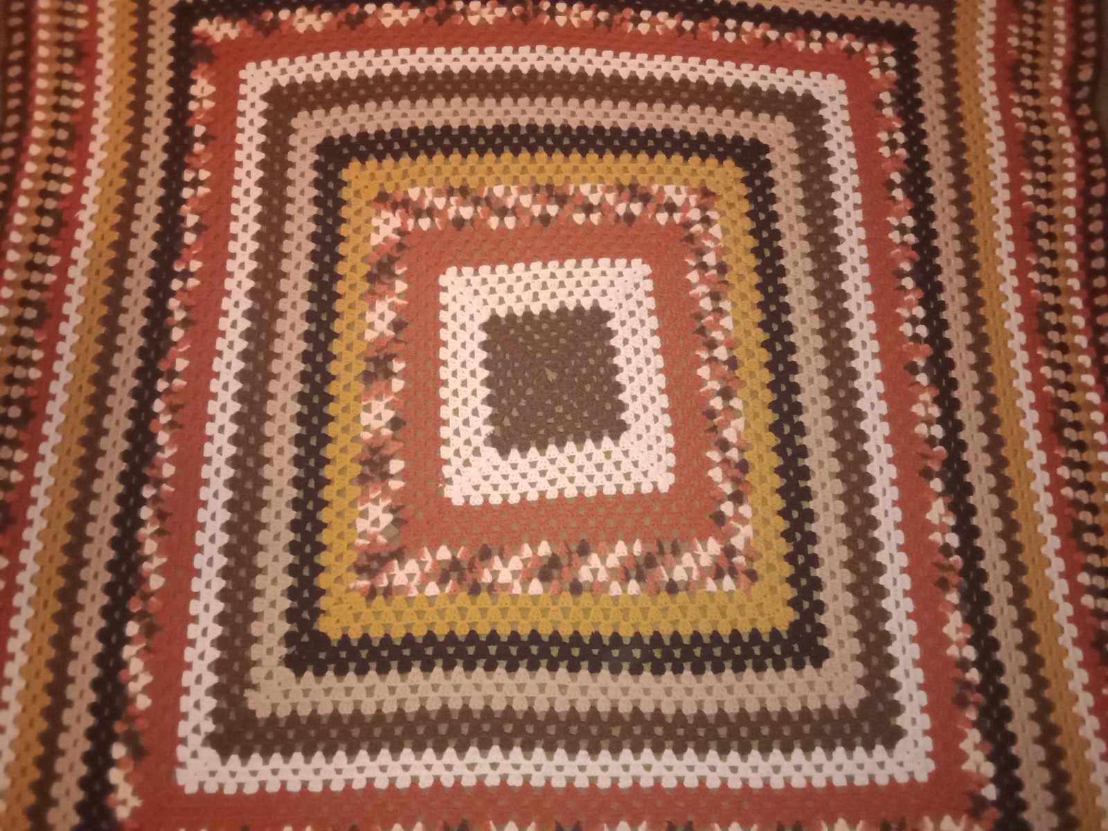 Vintage • 1970's • Handmade • Knit / Crochet • Granny Afghan • Throw • Blanket