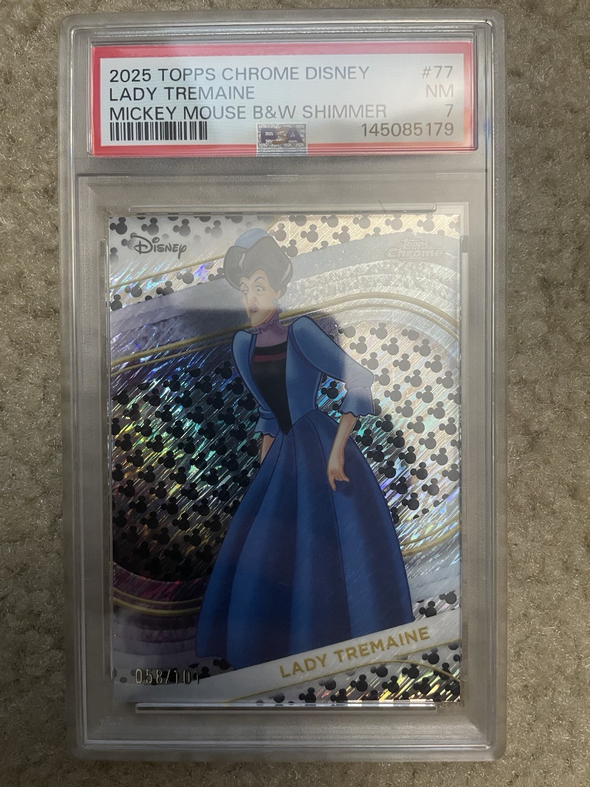 2025 Topps Chrome Disney #77 Lady Tremaine Mickey Mouse B&W Shimmer PSA 7 2025 Topps Chrome Disney #77 Lady Tremaine Mickey Mouse B&W Shimmer PSA 7