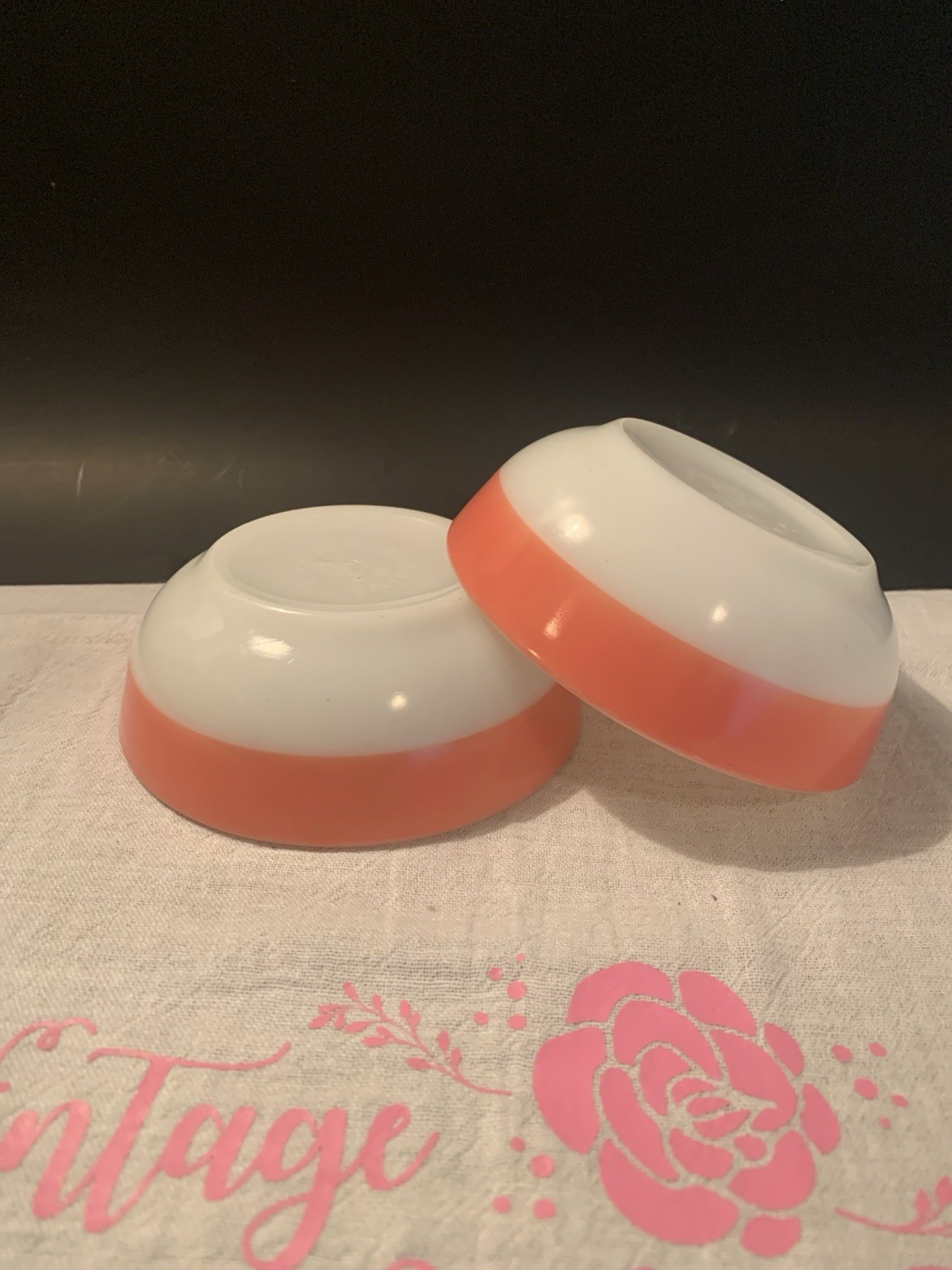 Vtg Pyrex Corning Cereal Bowl 705 BLOW HORN LOGO Sprayed Borders 5 1/2\