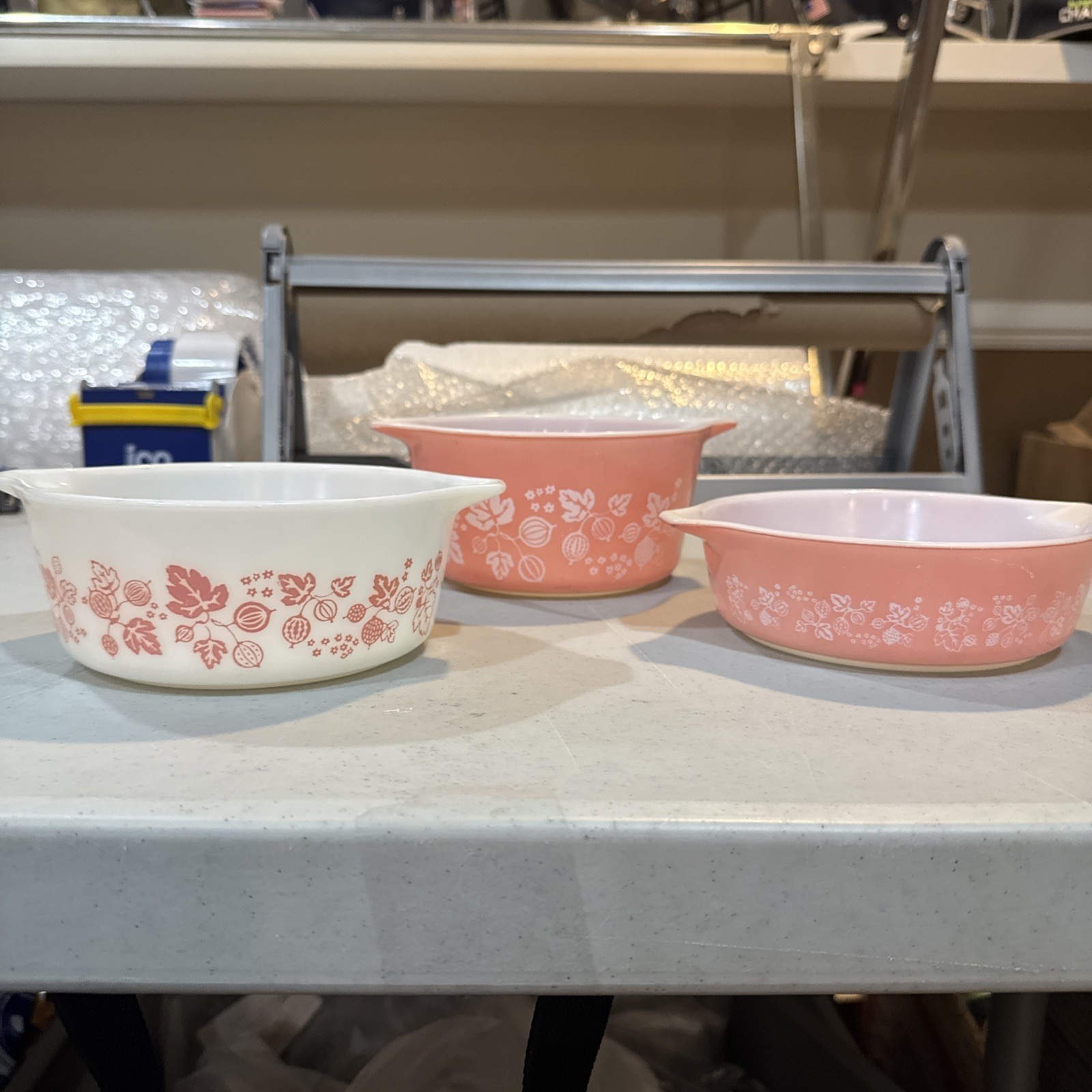 vtg Pyrex Pink Gooseberry Cinderella bowls produced between 1957 and 1966 vtg Pyrex Pink Gooseberry Cinderella bowls produced between 1957 and 1966