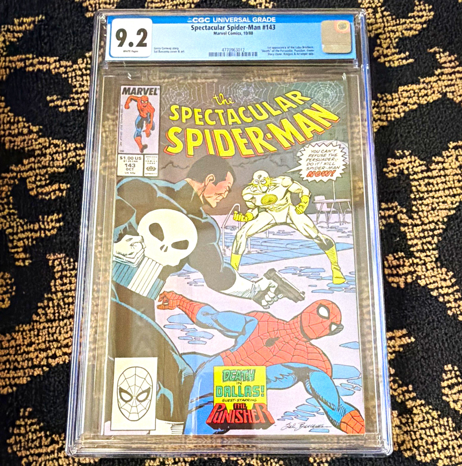 Marvel Spectacular Spider-Man #143 CGC 9.2 (1988) Punisher Death in Dallas Marvel Spectacular Spider-Man #143 CGC 9.2 (1988) Punisher Death in Dallas