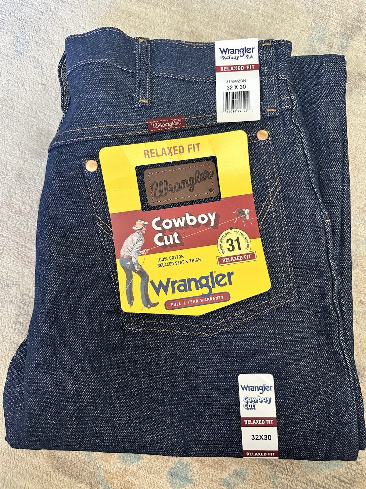 New Wrangler Cowboy Cut 32x30 Relaxed Fit Jeans Rigid Men\'s 31MWZDN