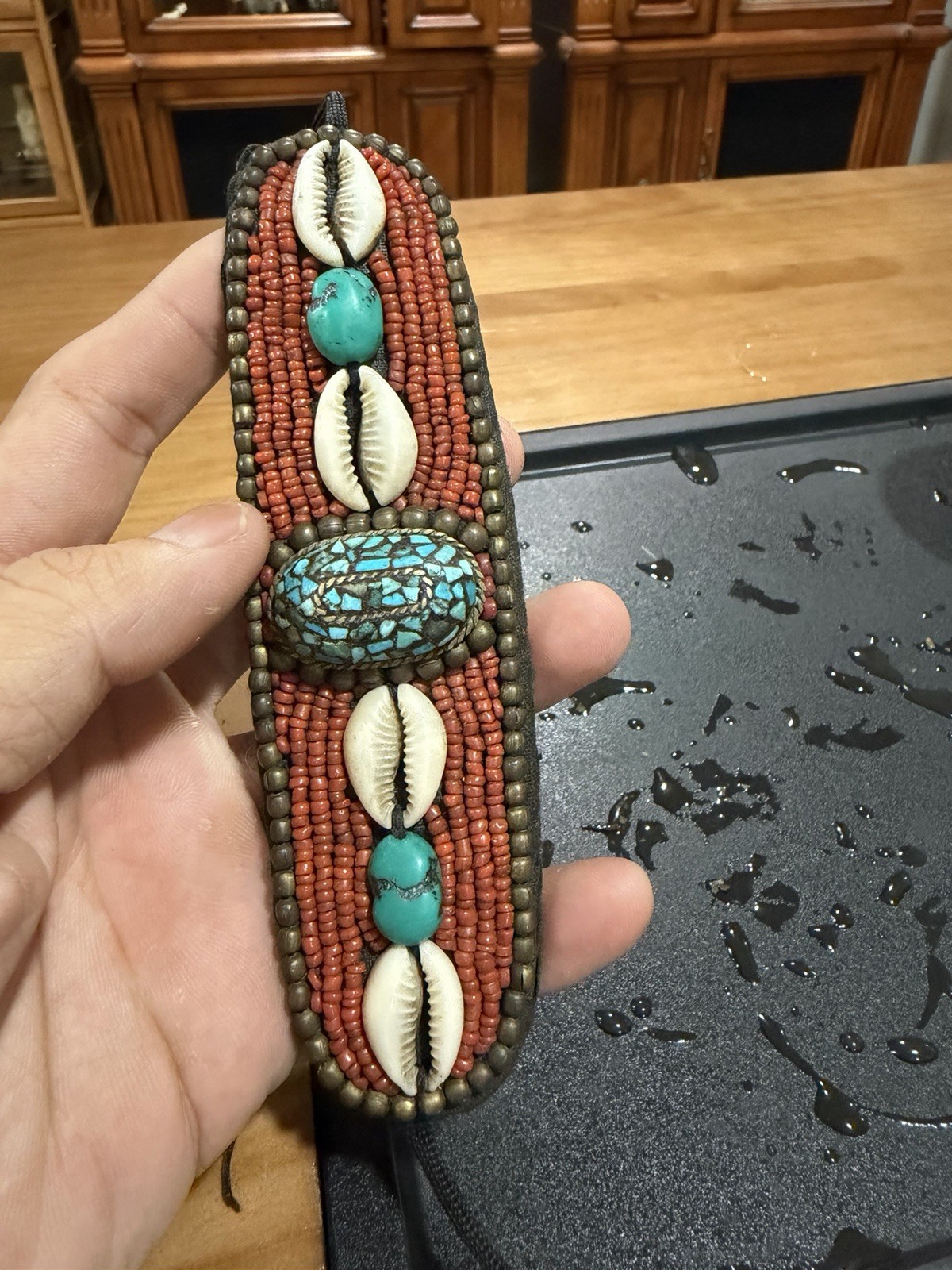 Vintage Tibetan Traditional Headdress Hair Ornament Turquoise Coral Cowrie Shell Vintage Tibetan Traditional Headdress Hair Ornament Turquoise Coral Cowrie Shell