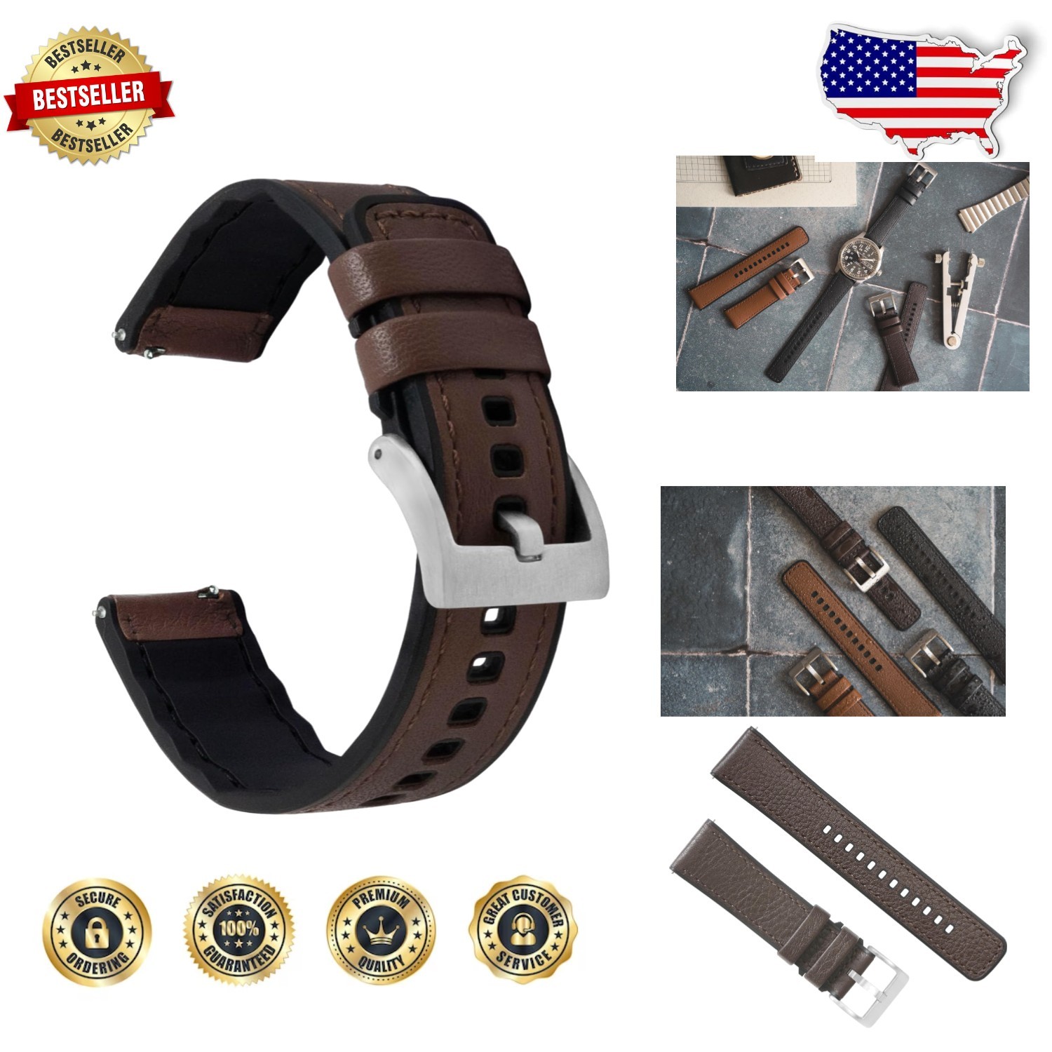 Durable Cordura Silicone Watch Strap - Quick Release, 22mm, Water-Resistant