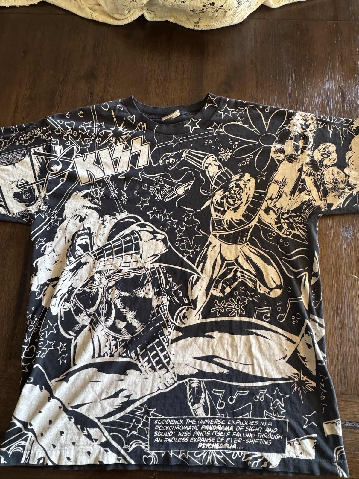 1995 Cronies KISS Catalog Ltd T-Shirt L 100% Cotton Single Stitch All Over Print