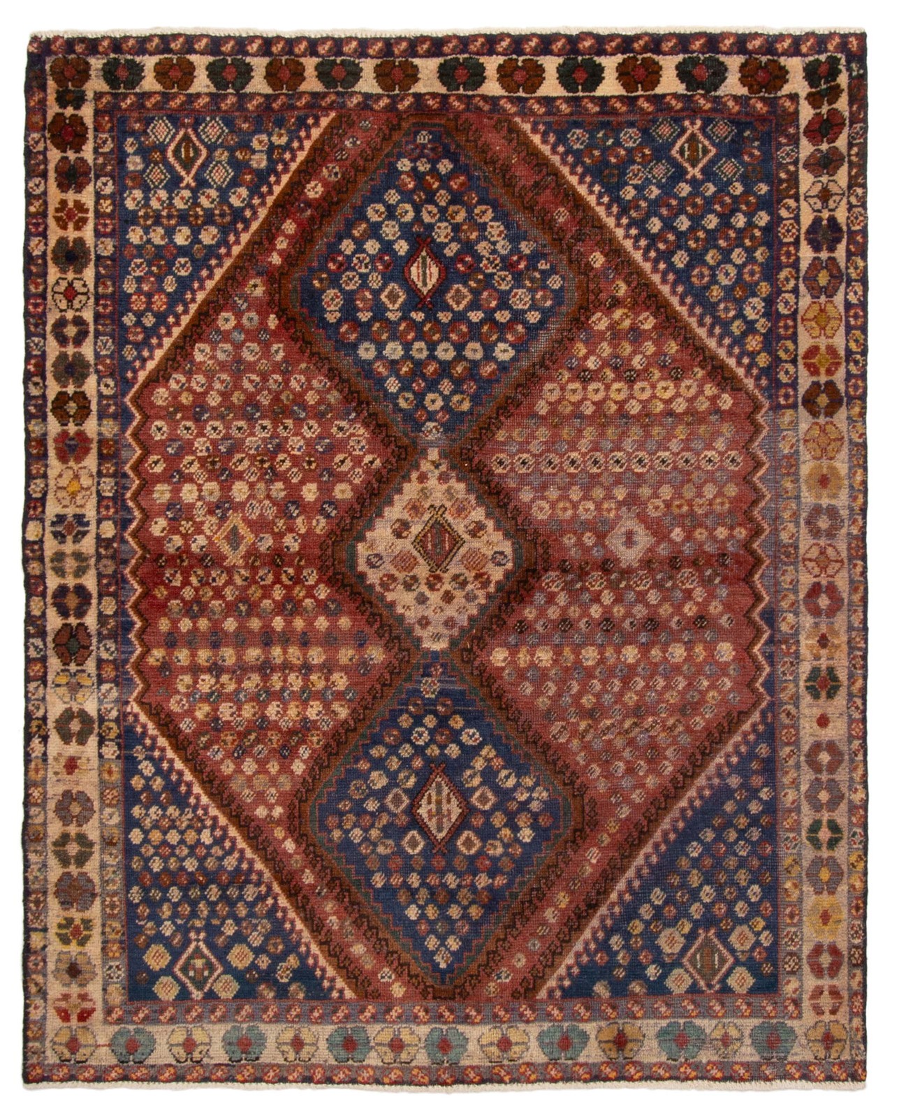 Vintage Traditional Hand-Knotted Area Rug 4\'10\