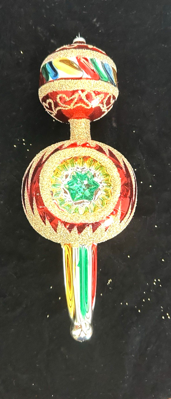 Vintage Fantasia Ornament Christmas Fluted Triple Indent Drop Large Jumbo 11 Vintage Fantasia Ornament Christmas Fluted Triple Indent Drop Large Jumbo 11